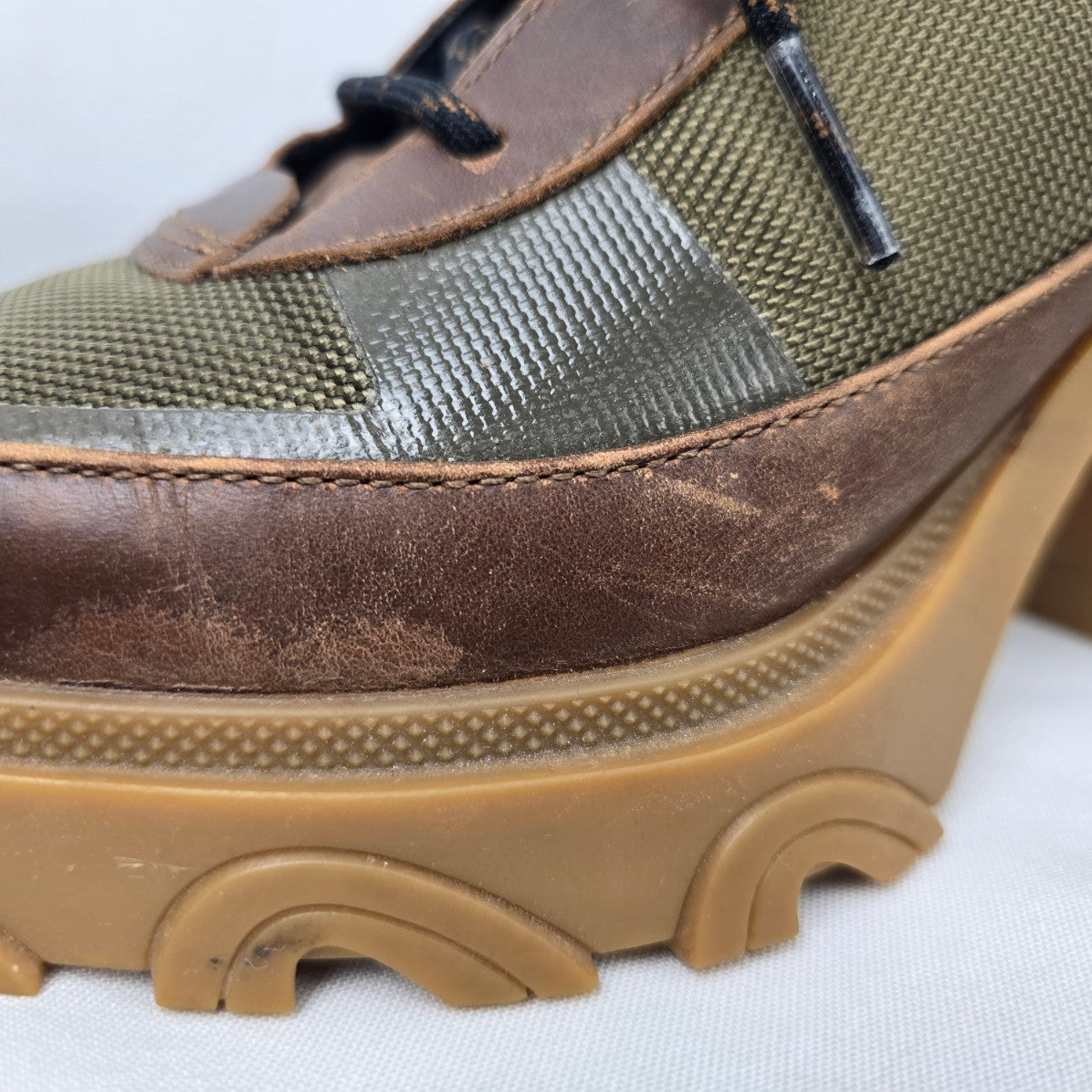 Sorel Brown Leather Brex Chunky Heel Lace Up Ankle Boots Size 11