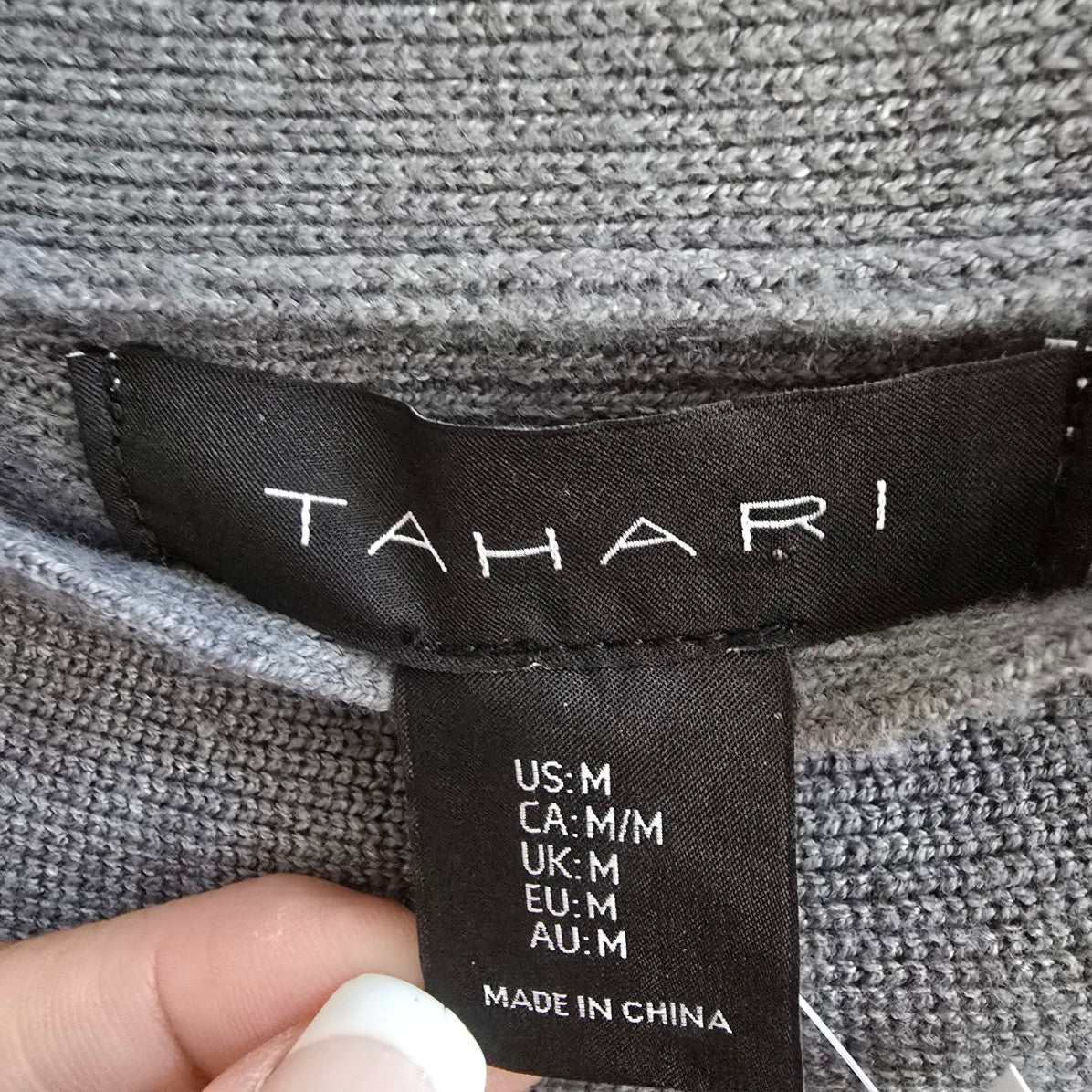 Tahari Grey Knit Long Sleeve Sweater Dress Size M