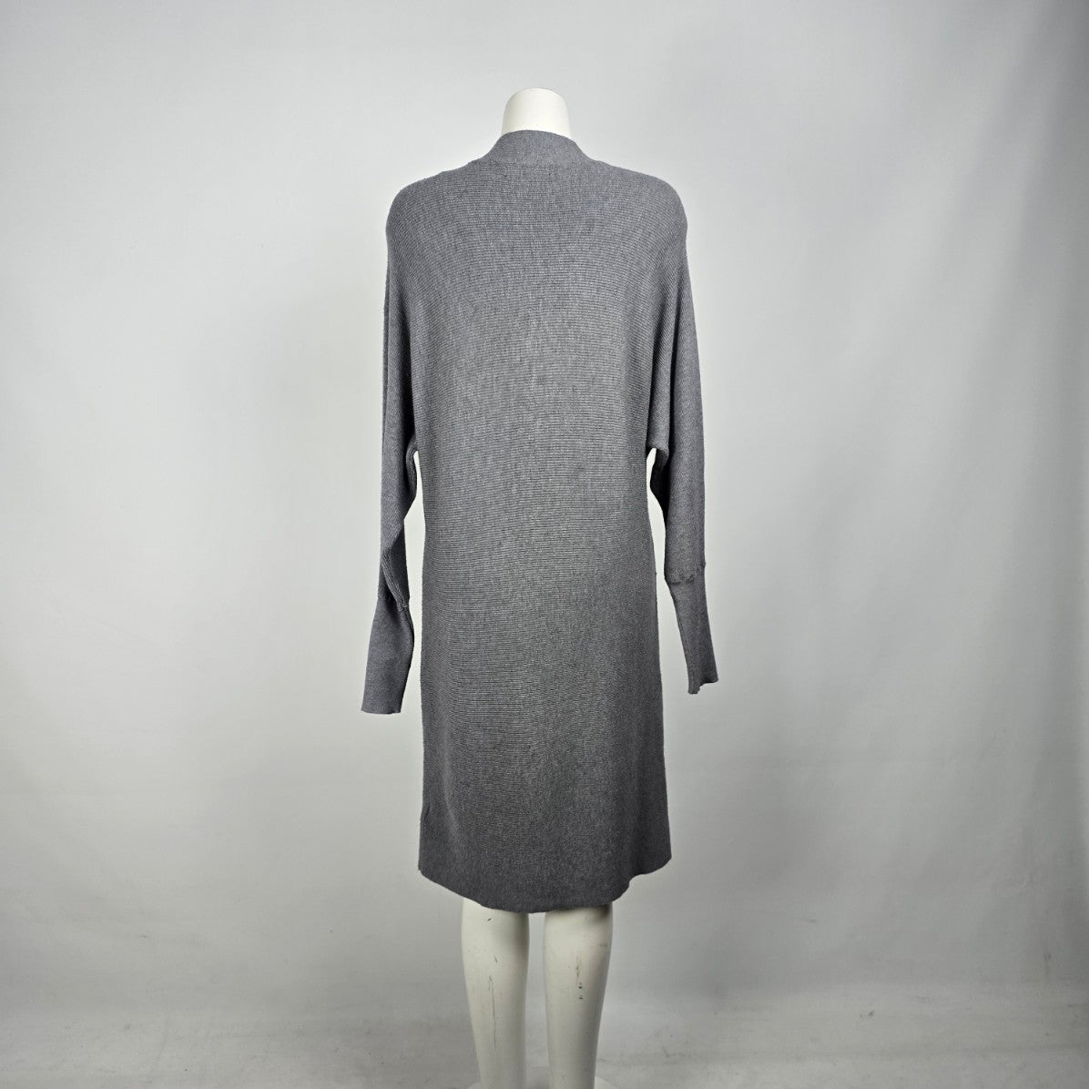 Tahari Grey Knit Long Sleeve Sweater Dress Size M