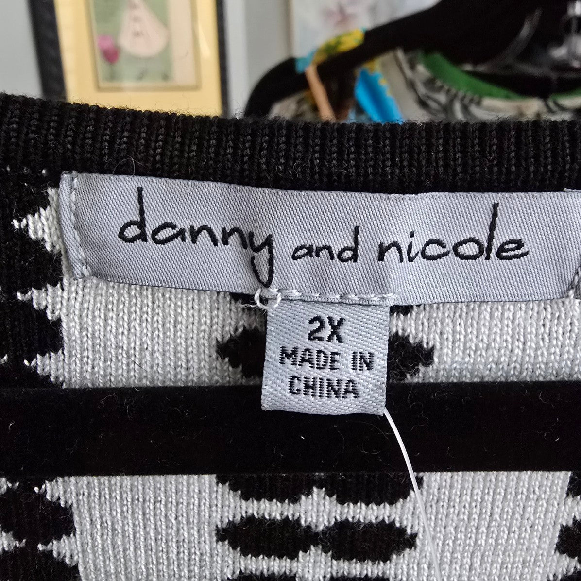 Danny and Nicole Black & White Knit Fit & Flare Dress Size 2X