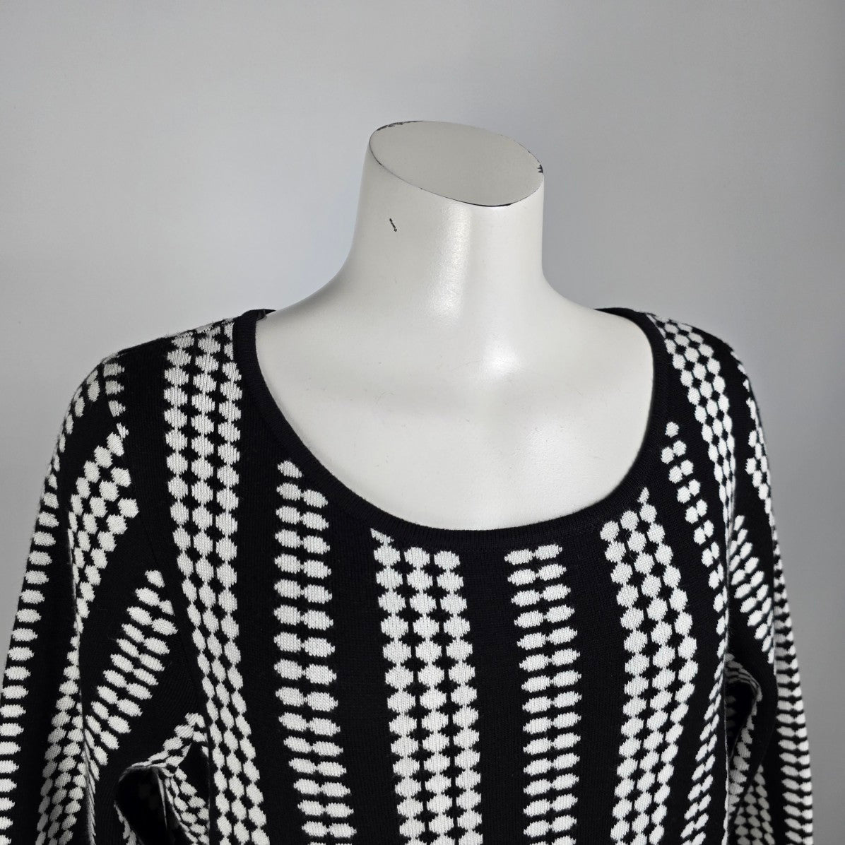 Danny and Nicole Black & White Knit Fit & Flare Dress Size 2X
