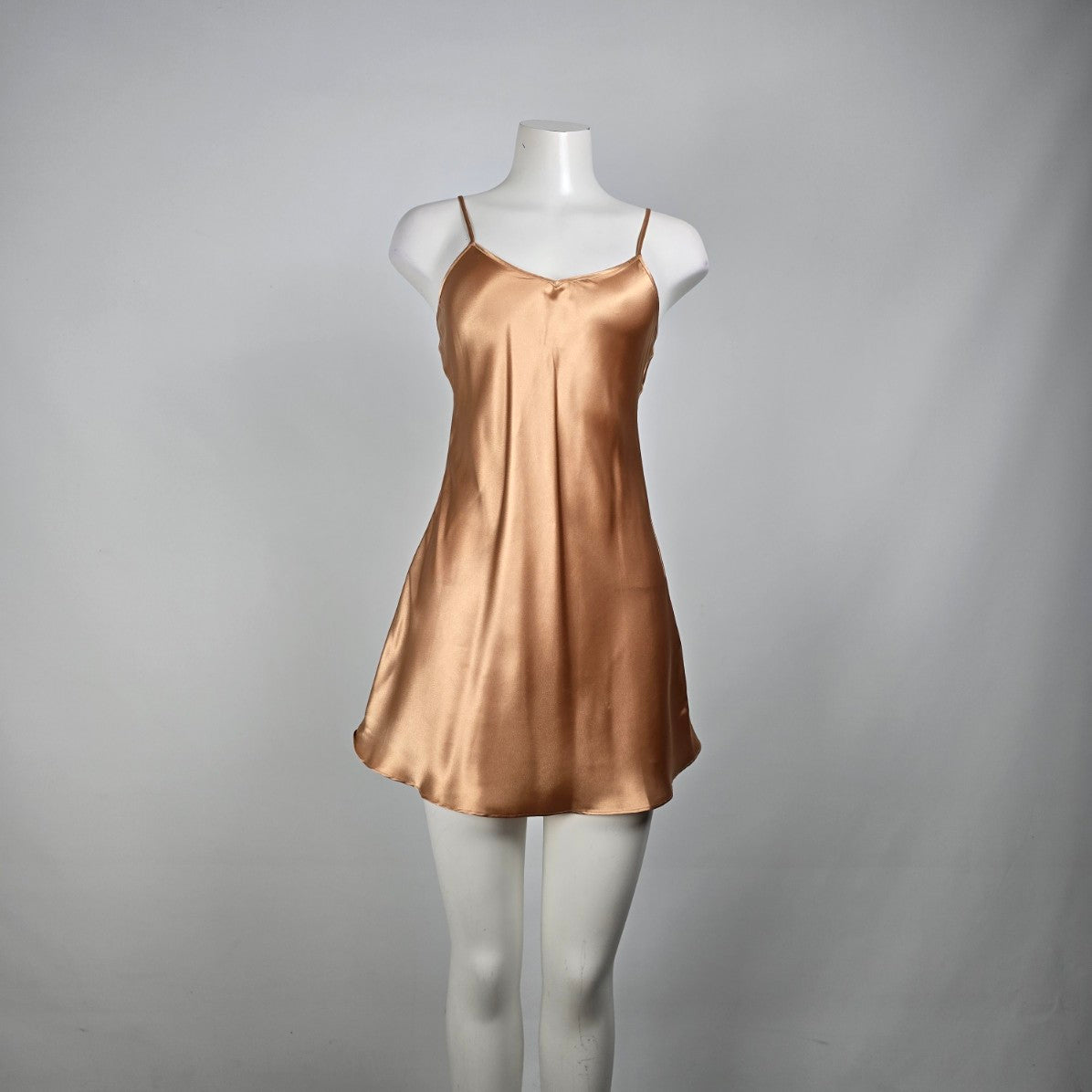 Vintage Versailles Champagne Silky Mini Slip Dress Size S