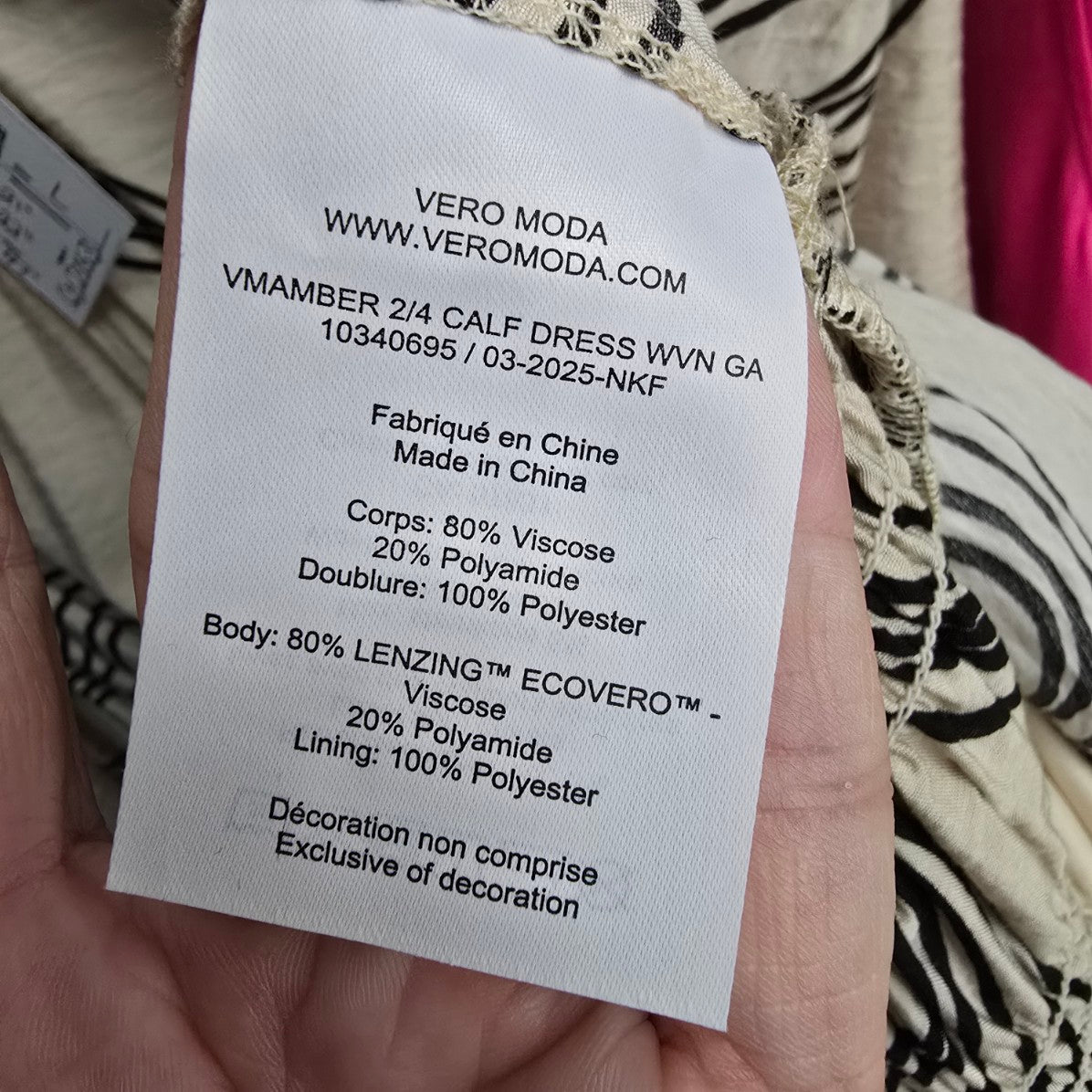 Vero Moda Black & Cream Swirl Print Midi Dress Size L