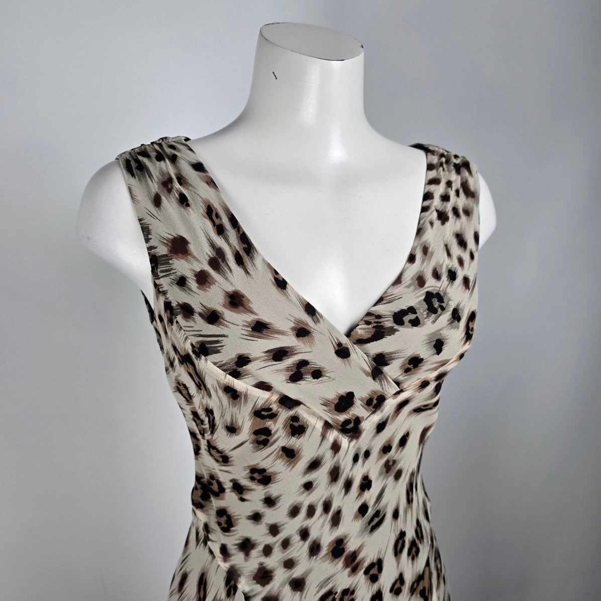 Alfani Grey Animal Print Silk Lined Knee Length Dress Size 4