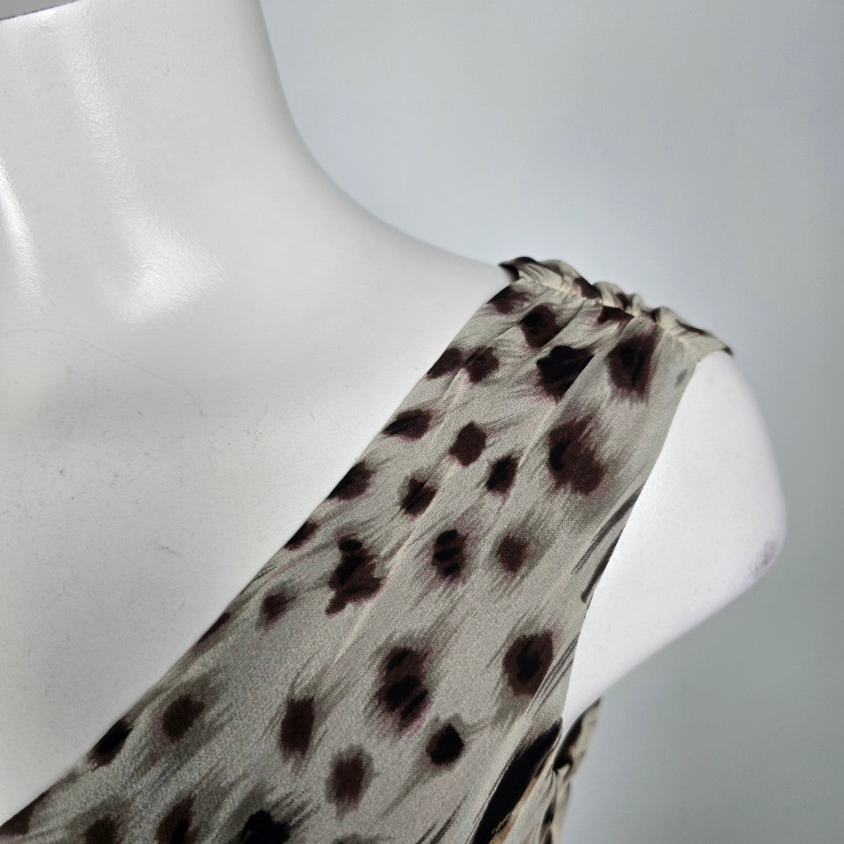 Alfani Grey Animal Print Silk Lined Knee Length Dress Size 4