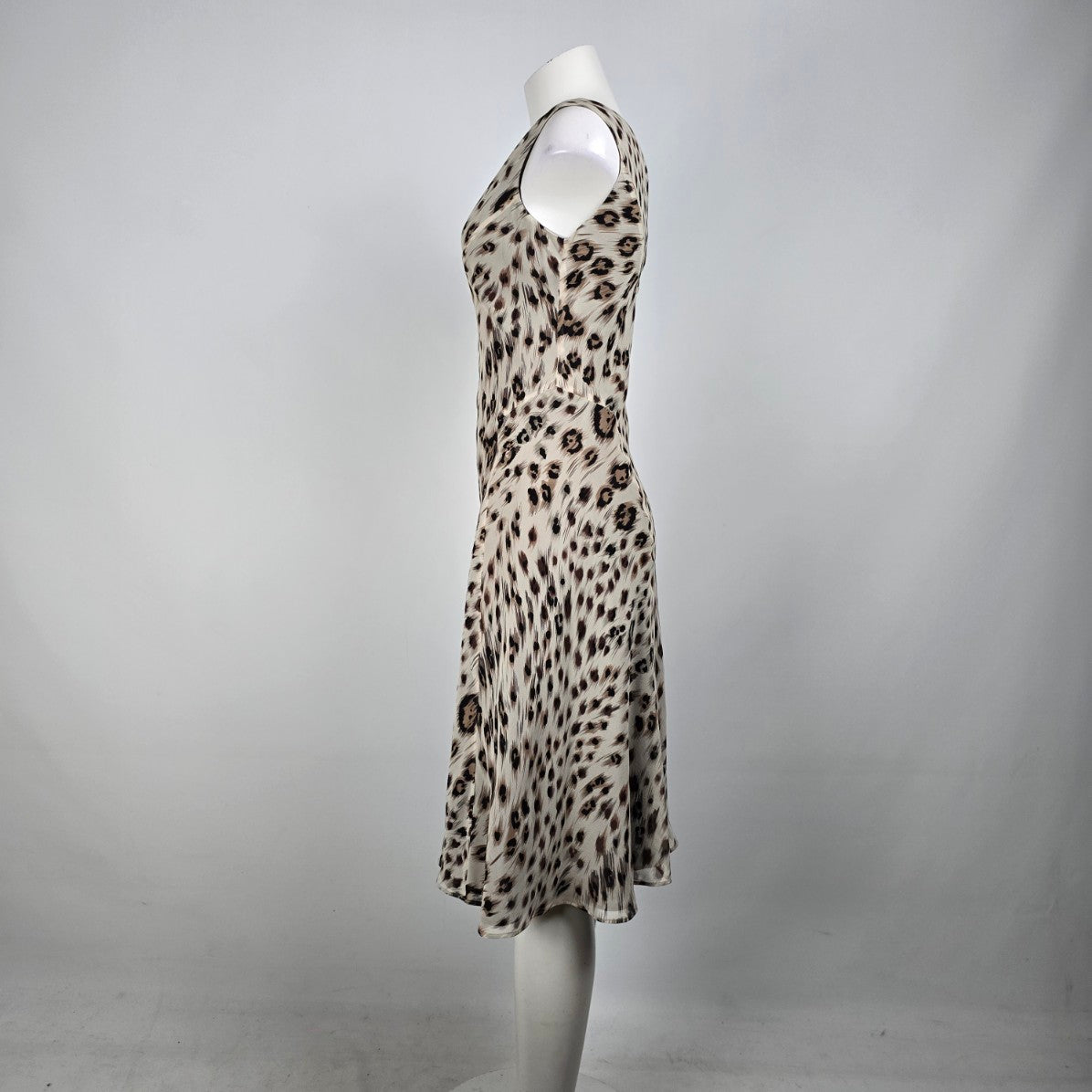 Alfani Grey Animal Print Silk Lined Knee Length Dress Size 4