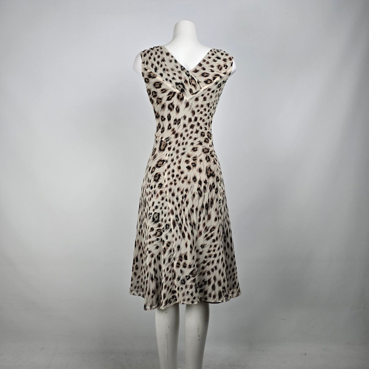 Alfani Grey Animal Print Silk Lined Knee Length Dress Size 4