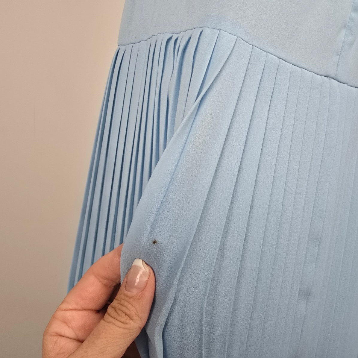 Vintage Blue Sheer Overlay Scalloped Midi Dress Size M