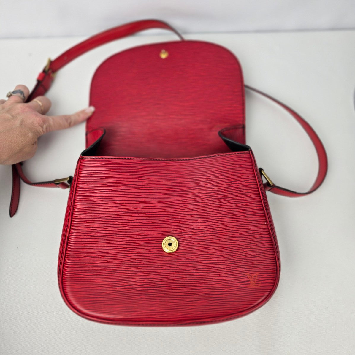Louis Vuitton Vintage 1987 Red Epi Leather Saint Cloud Shoulder Bag