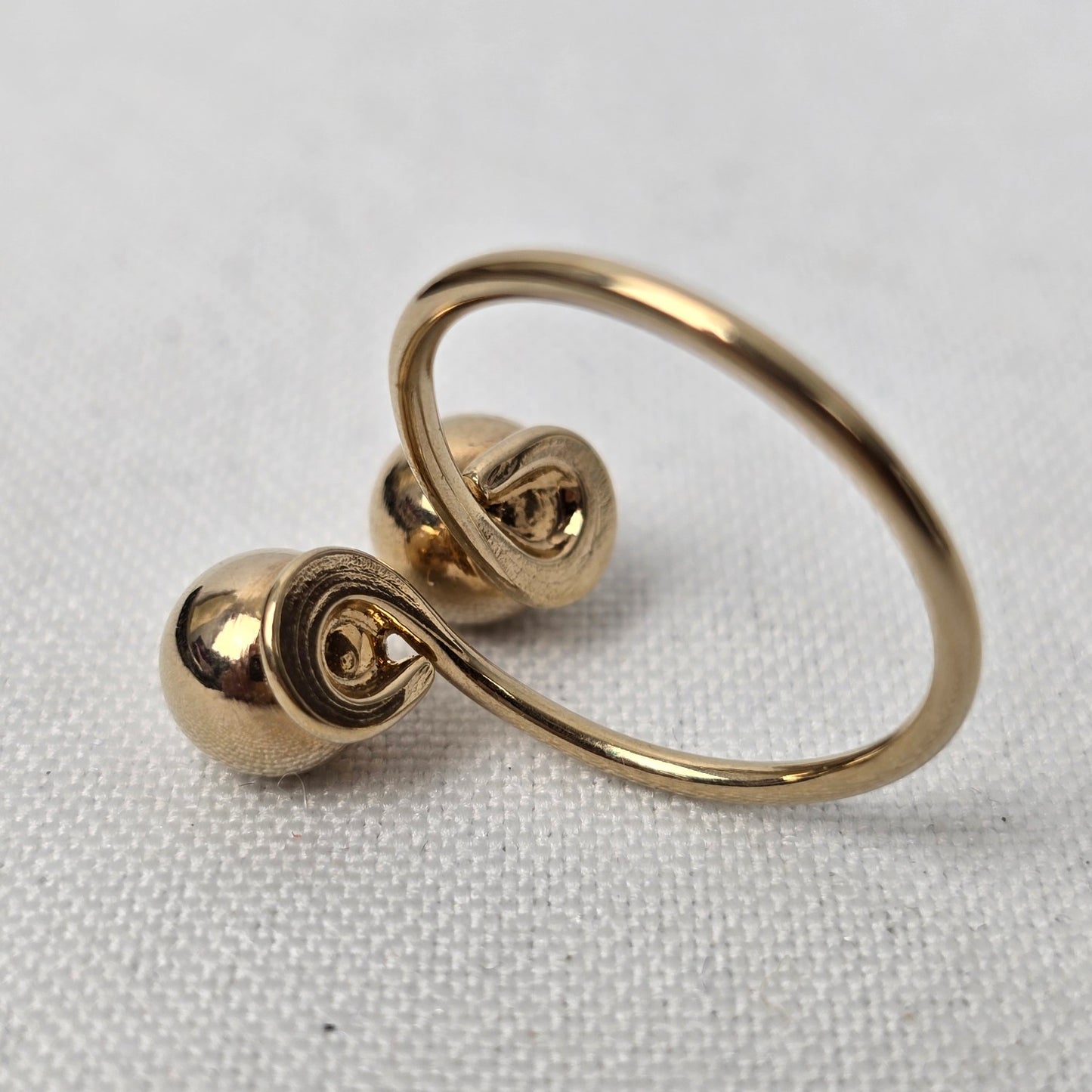 Vintage Gold Tone Double Ball Adjustable Ring