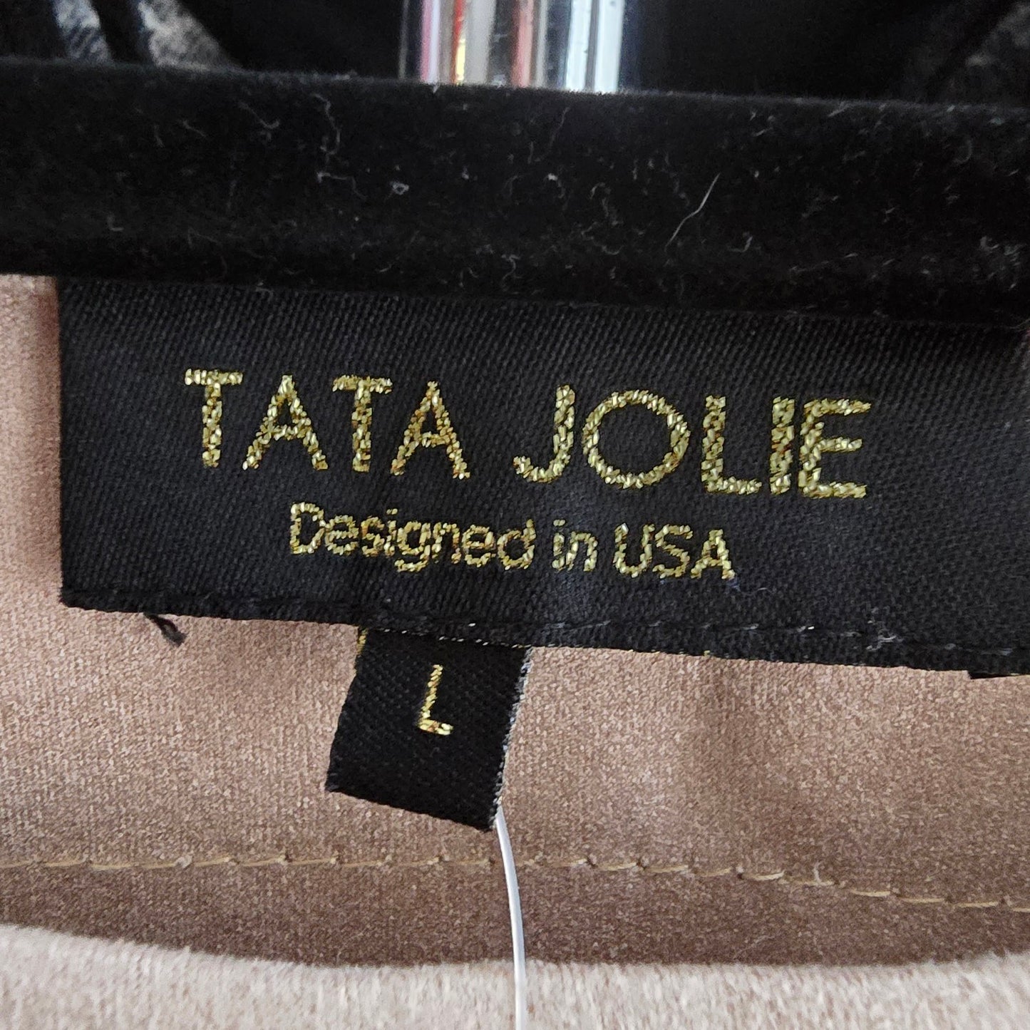 Tata Jolie Cream Faux Suede Laser Cut Scalloped Mini Dress Size L