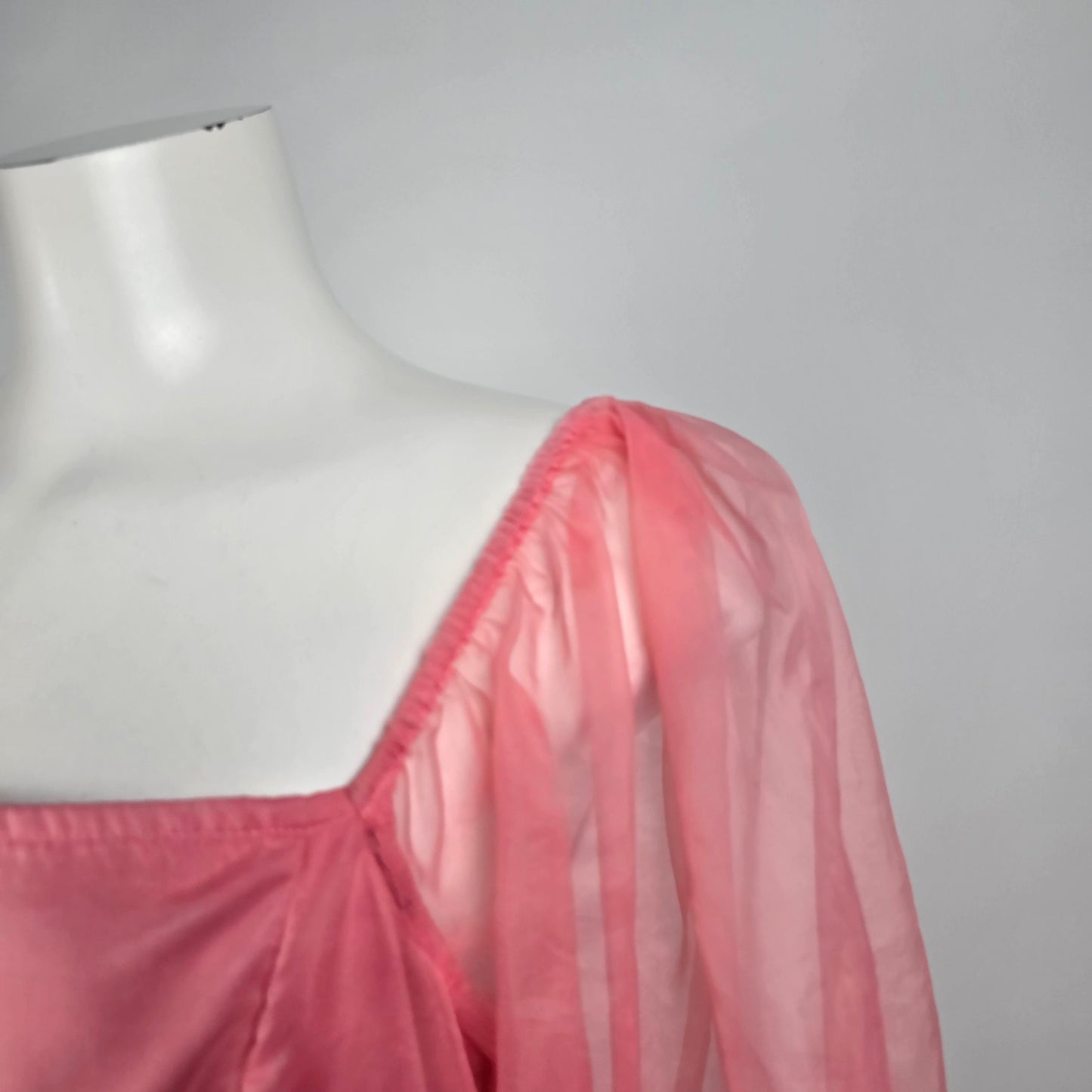 Pieces Pink Puff Sleeve Empire Waist Mini Dress Size M/L