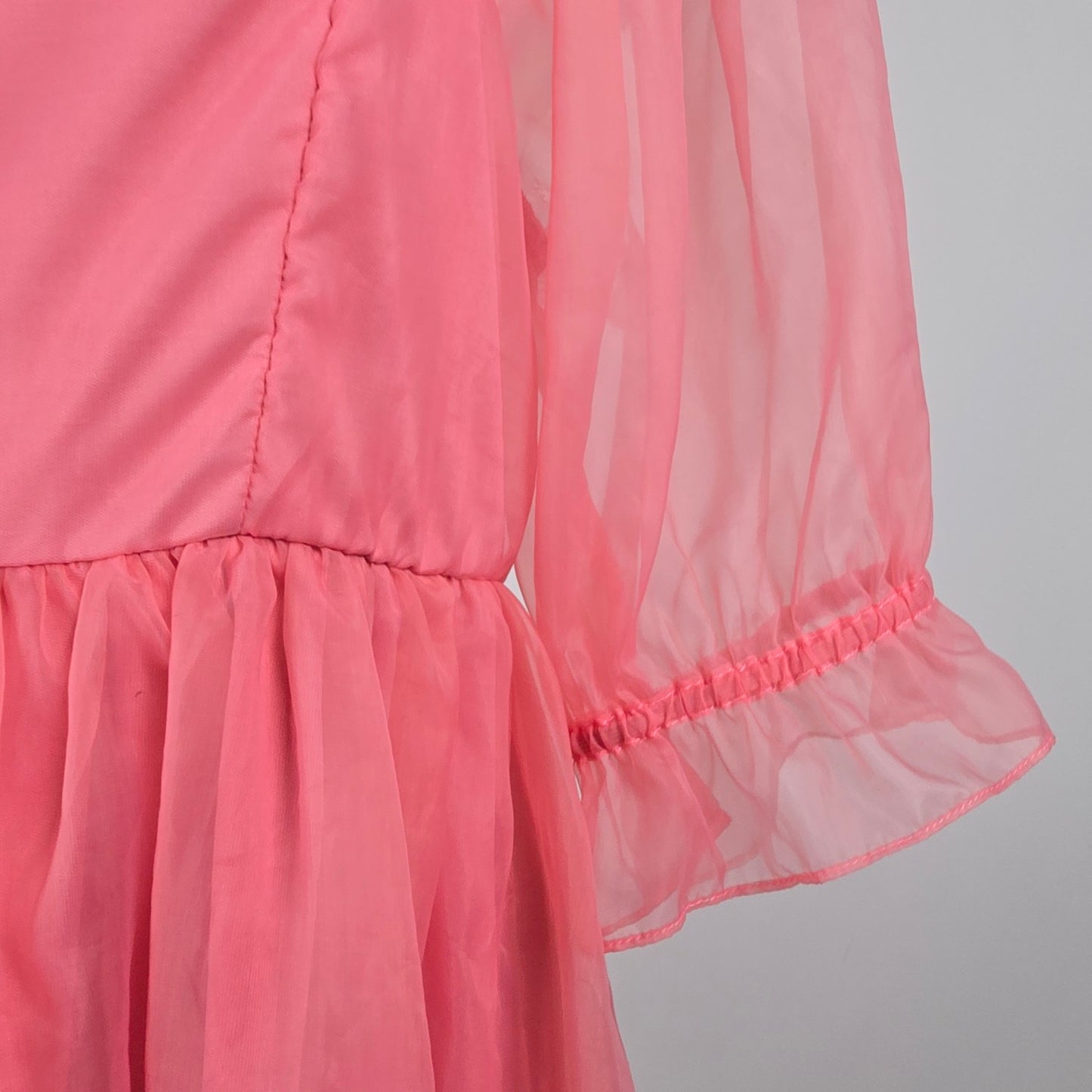 Pieces Pink Puff Sleeve Empire Waist Mini Dress Size M/L