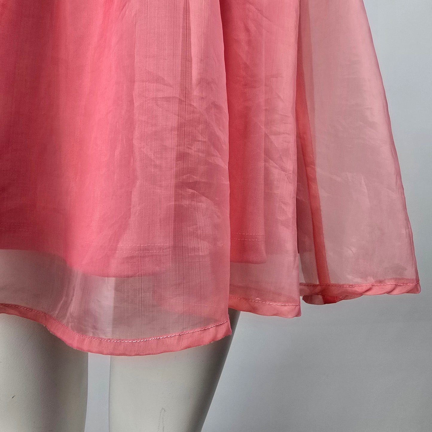 Pieces Pink Puff Sleeve Empire Waist Mini Dress Size M/L