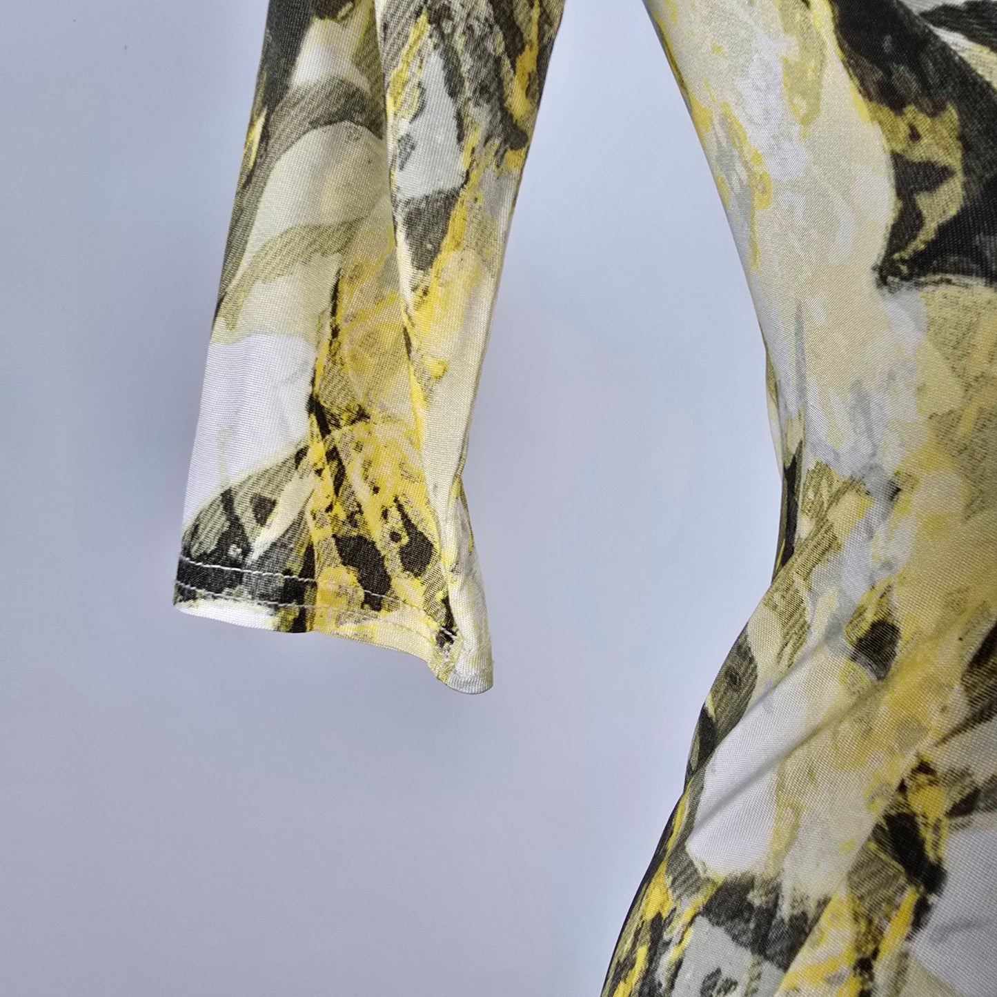 Linda Lundstrom Yellow & Black Deep V Midi Dress Size S