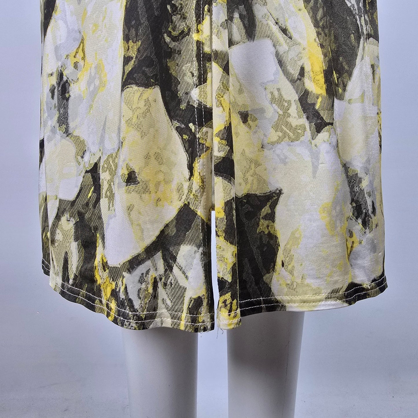 Linda Lundstrom Yellow & Black Deep V Midi Dress Size S