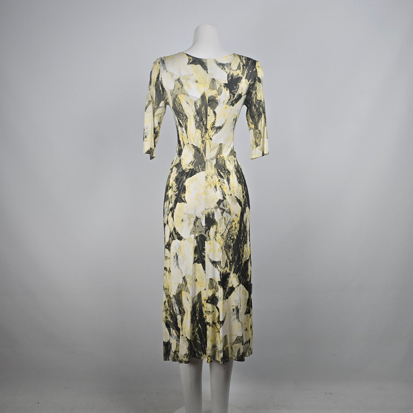 Linda Lundstrom Yellow & Black Deep V Midi Dress Size S