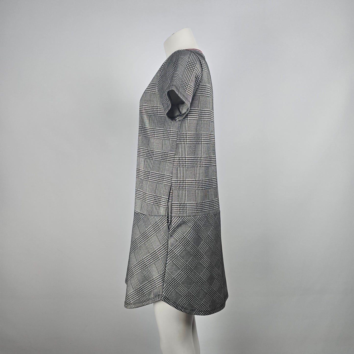 Lush Grey Check Print Shirt Dress Size S