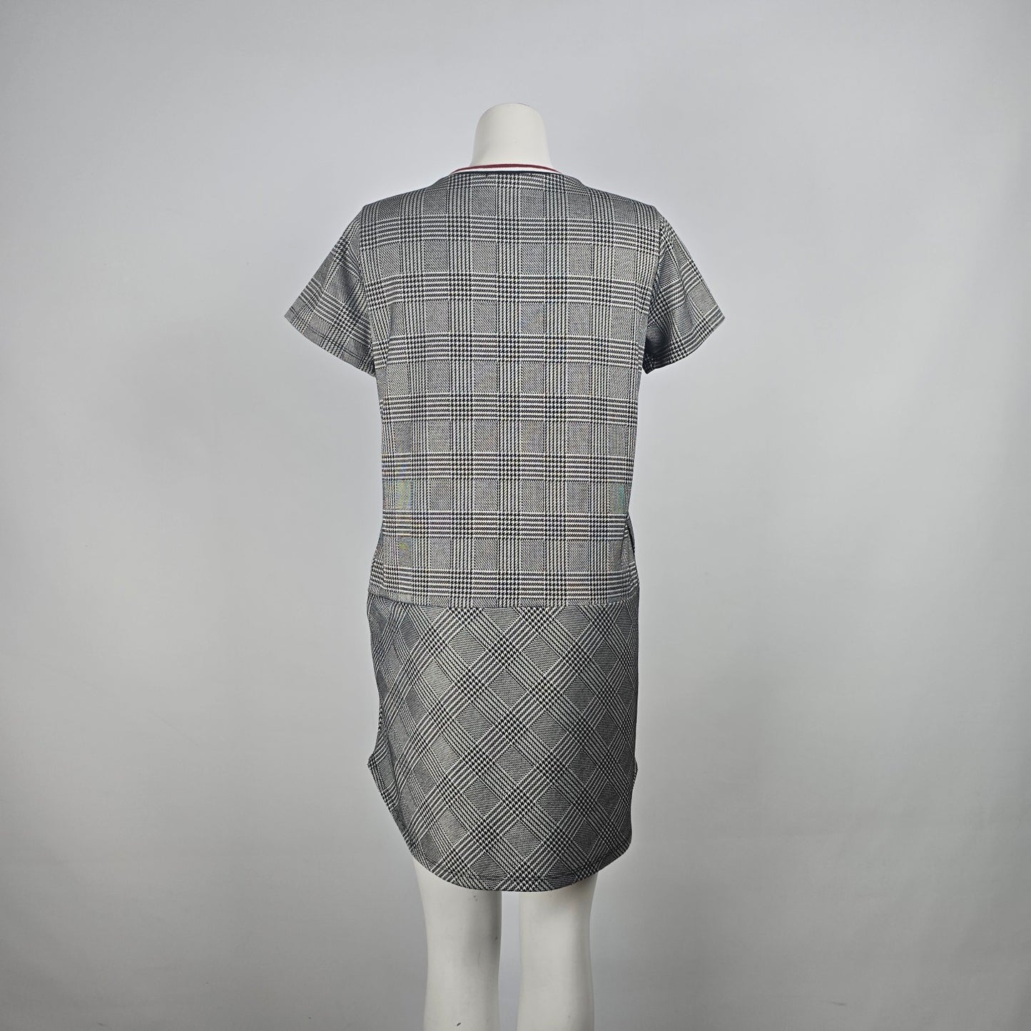 Lush Grey Check Print Shirt Dress Size S