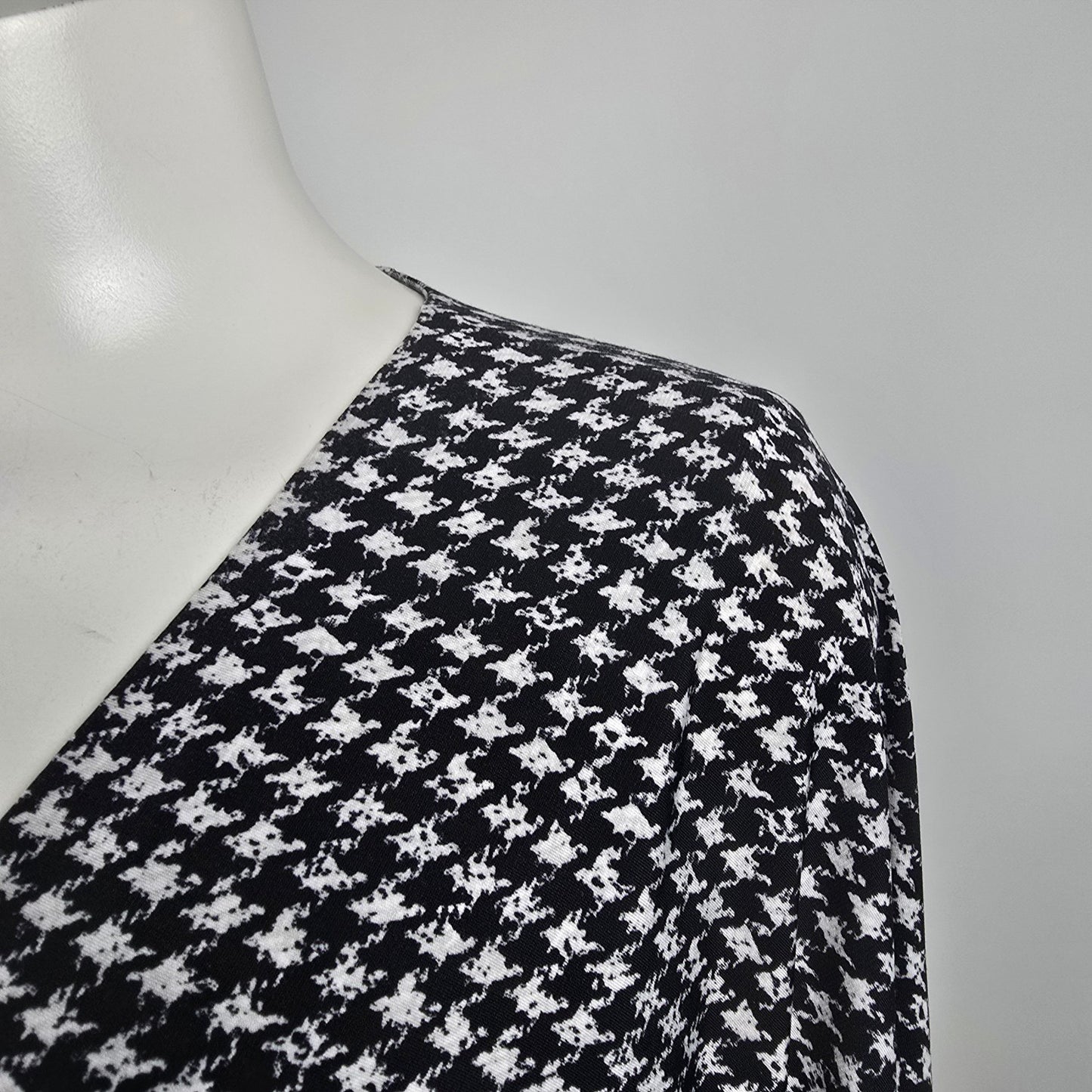 Michael Kors Black Houndstooth Flare Sleeve Mini Dress Size S
