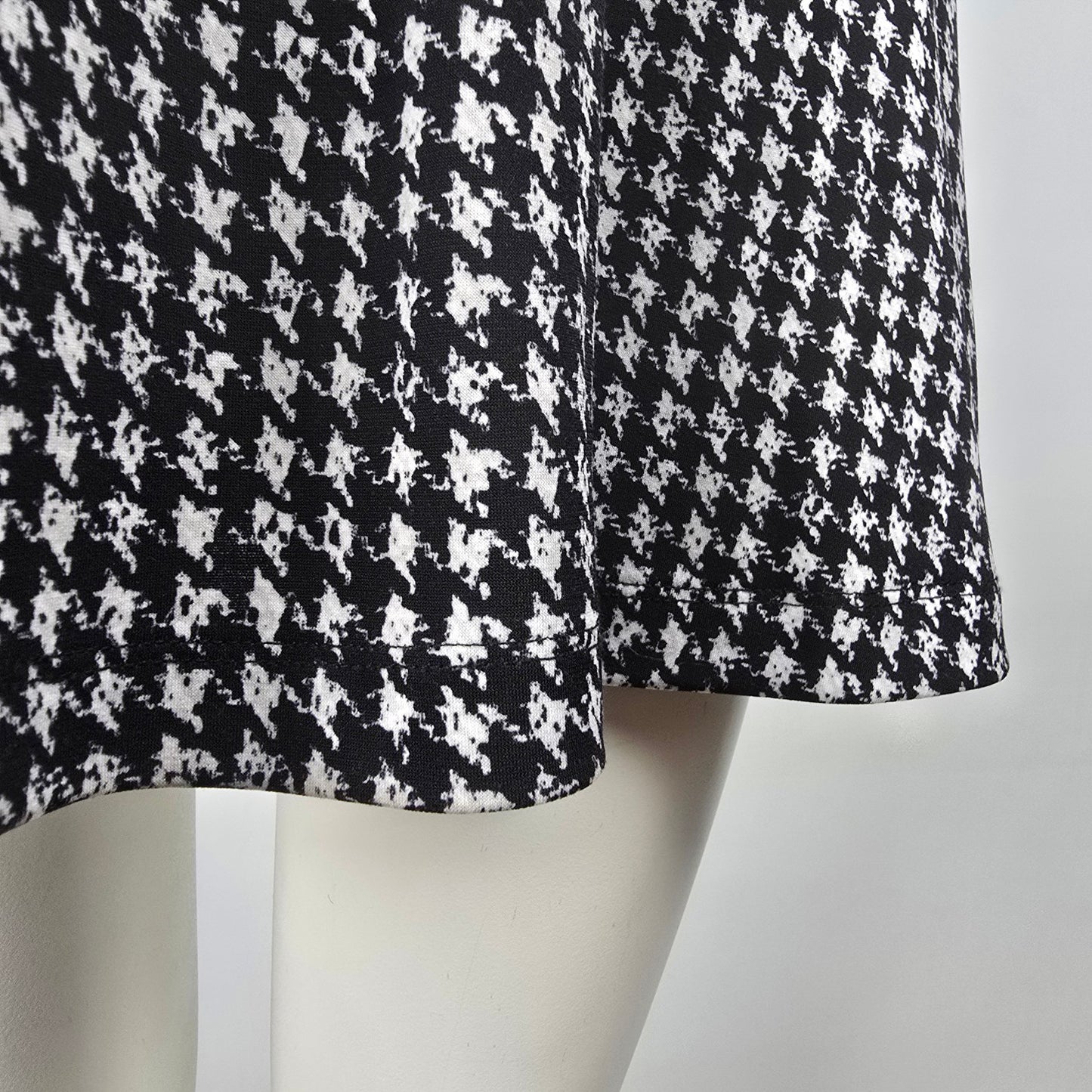 Michael Kors Black Houndstooth Flare Sleeve Mini Dress Size S