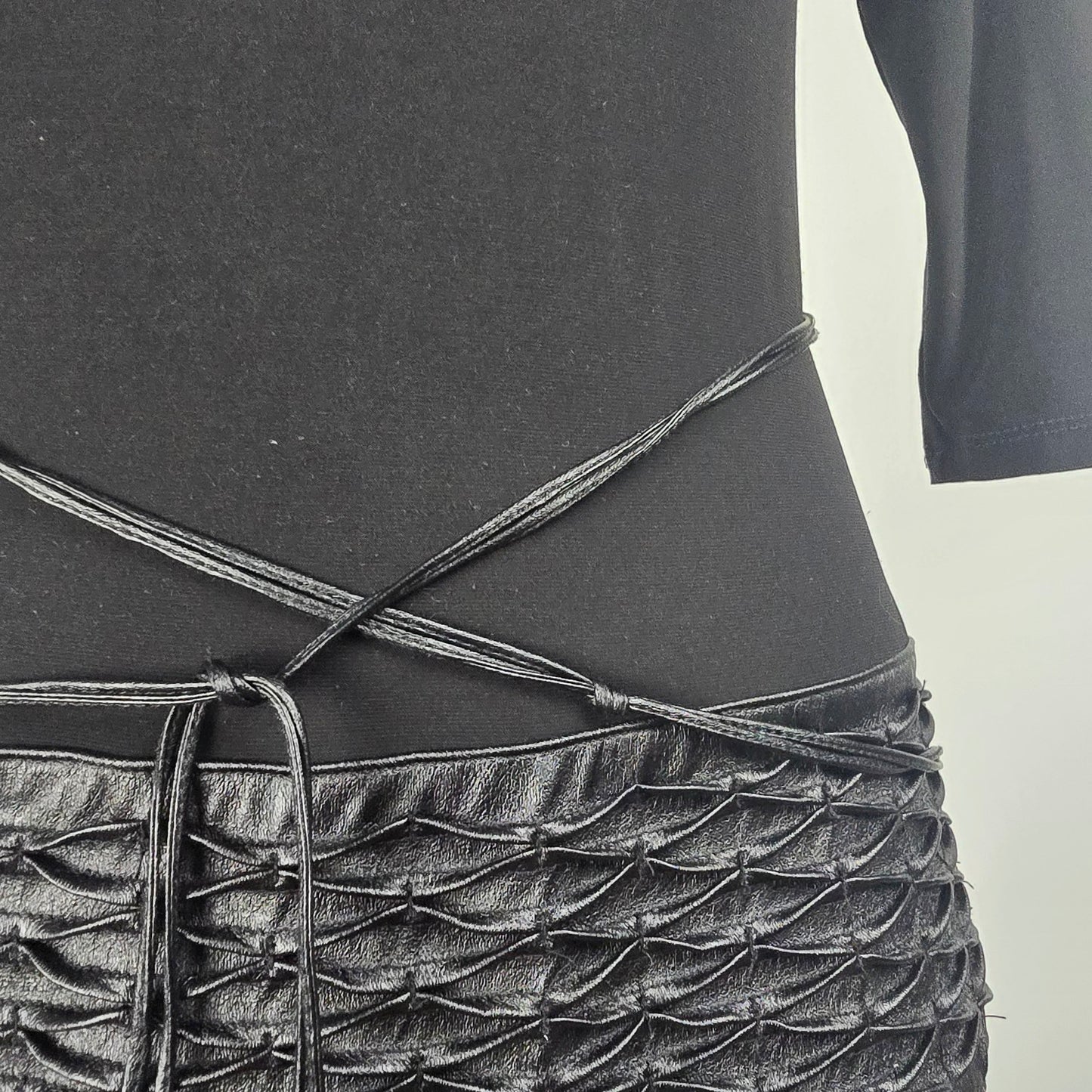 Joseph Ribkoff Black Faux Leather Detail Asymmetrical Midi Dress Size 8
