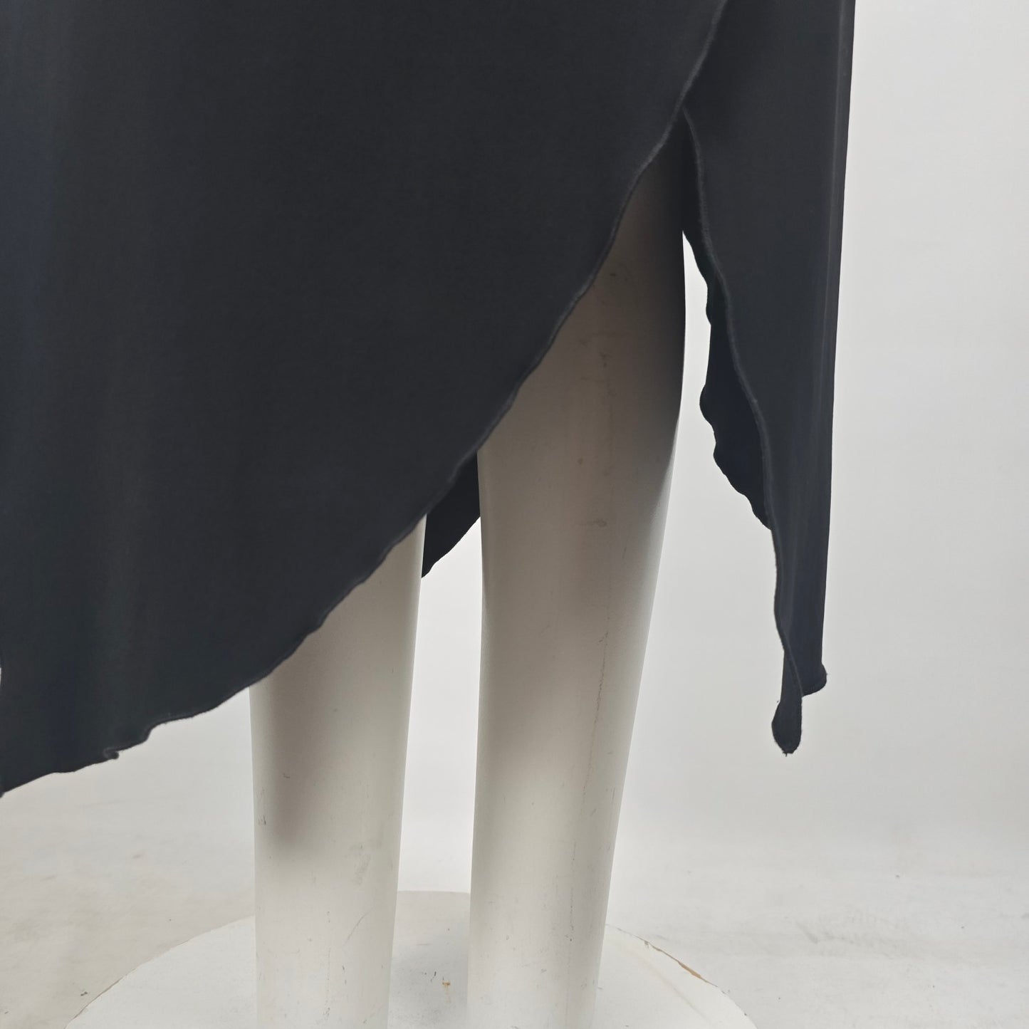 Joseph Ribkoff Black Faux Leather Detail Asymmetrical Midi Dress Size 8