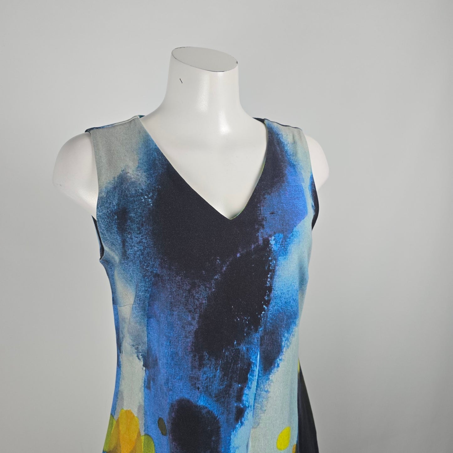 Claire Desjardins Blue Cotton Art Print Mini Dress Size M