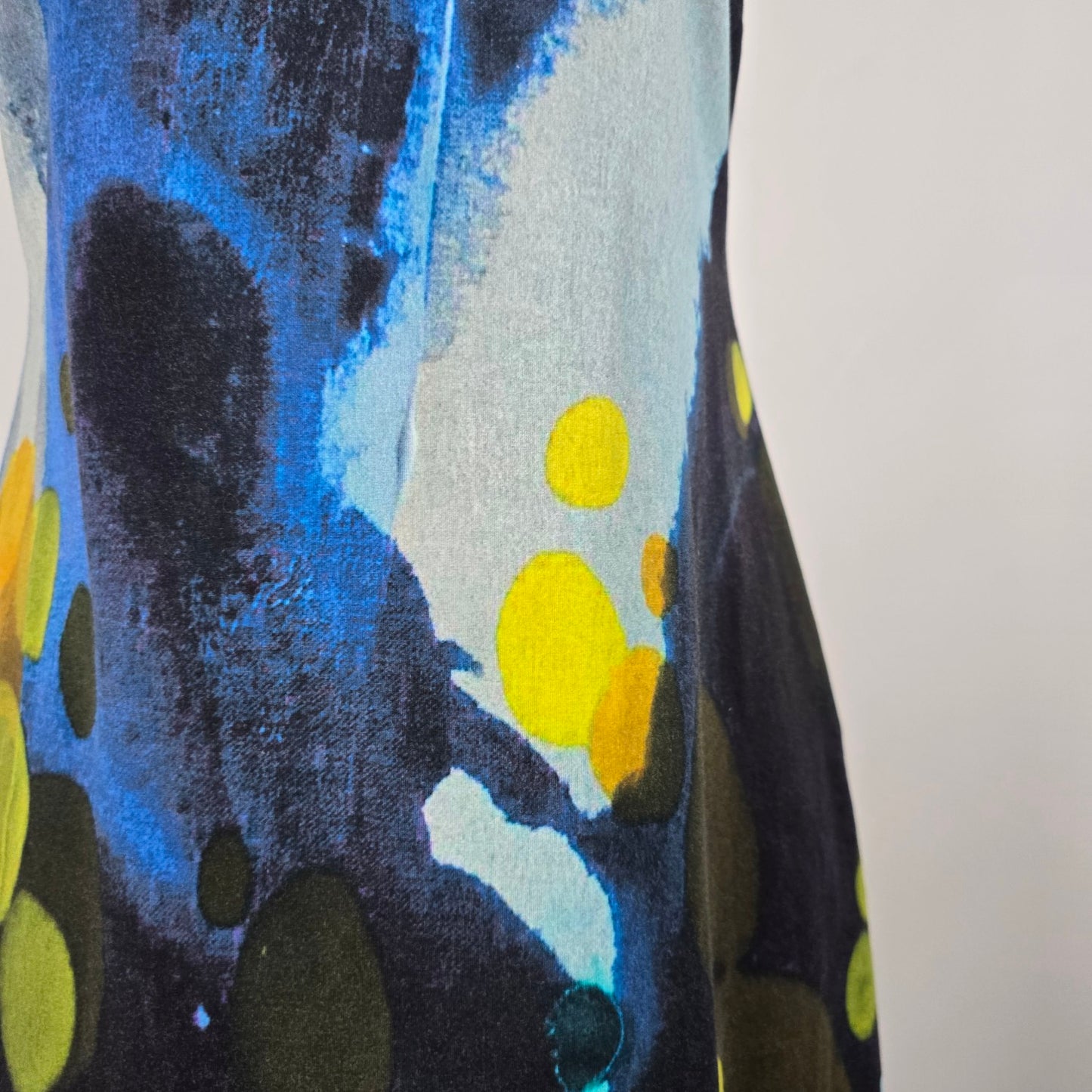 Claire Desjardins Blue Cotton Art Print Mini Dress Size M