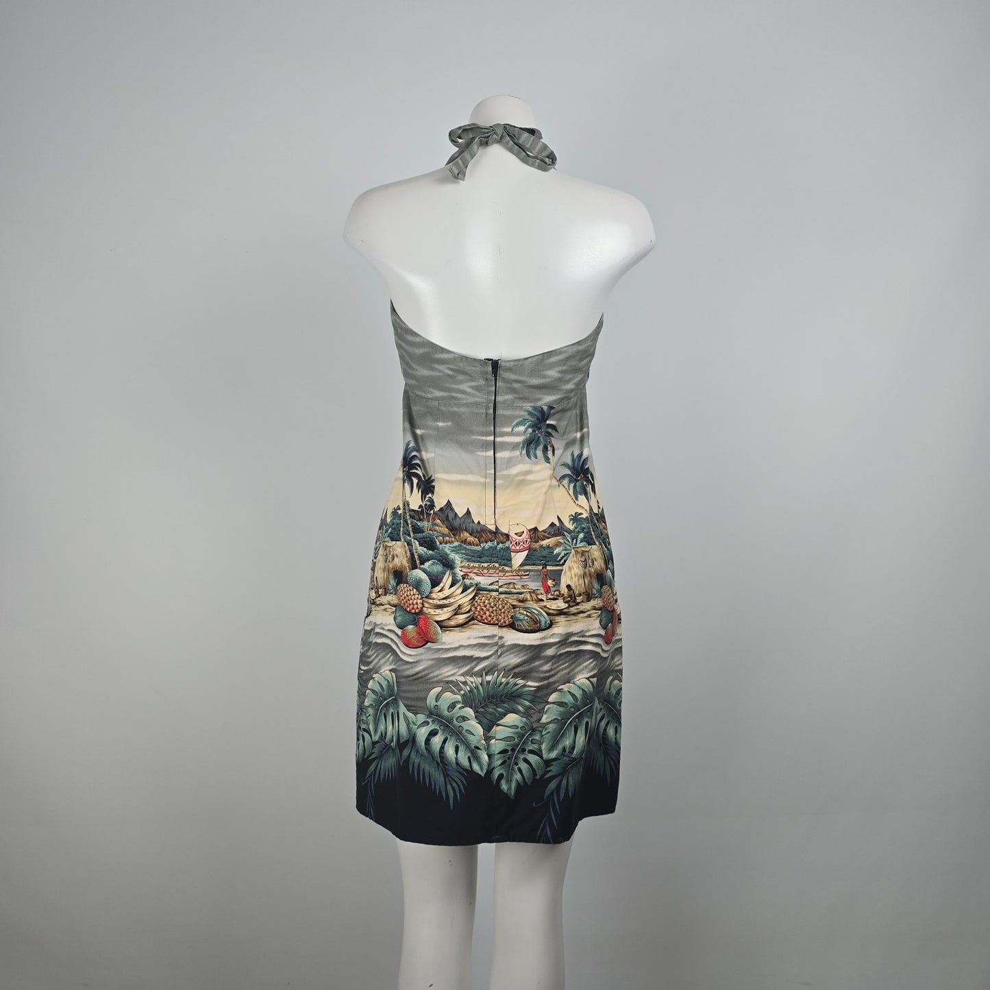 Vintage Royal Creations Cotton Hawaiian Halter Dress Size S/M