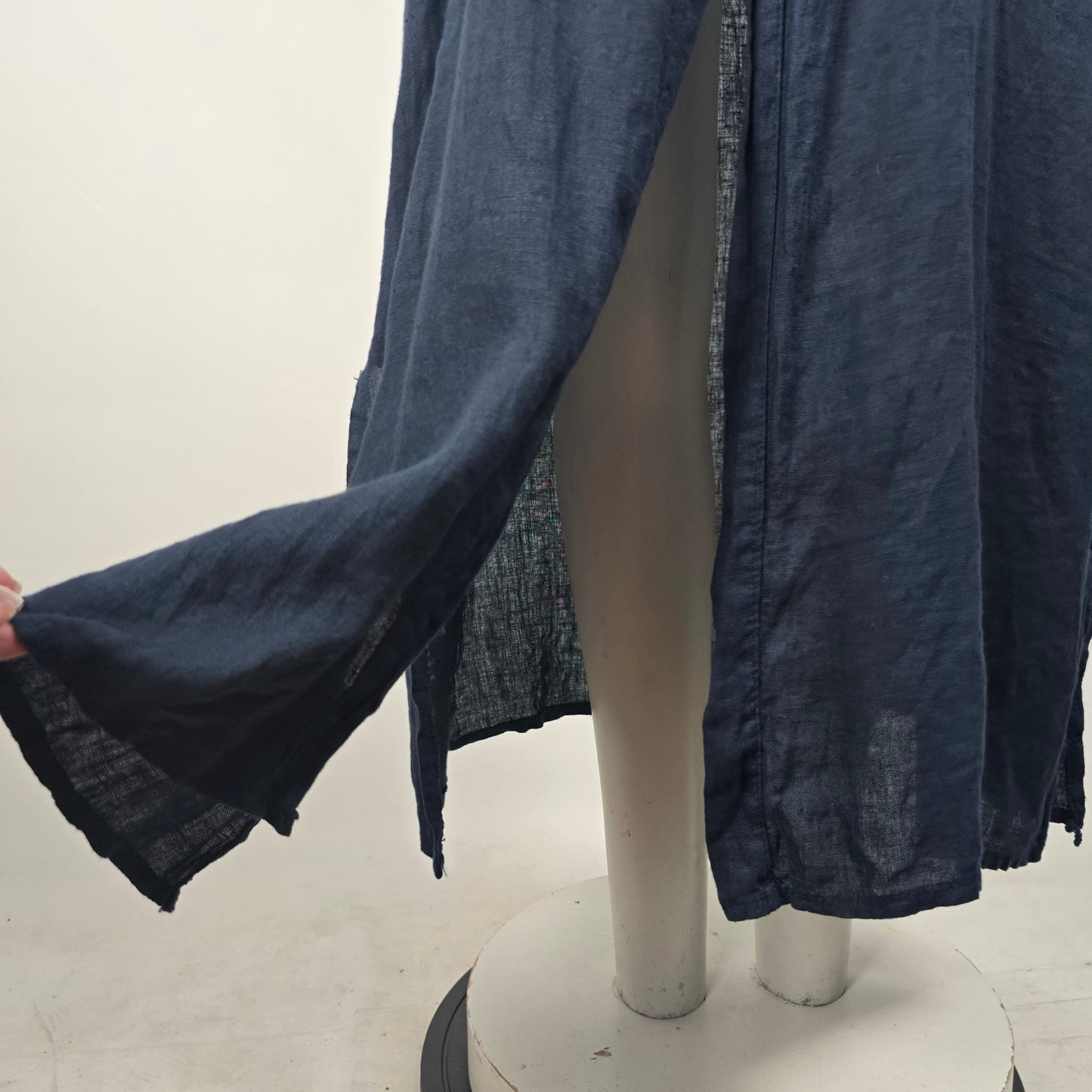 Laura Bianchi Navy Blue Linen Button Up Maxi Dress Size M