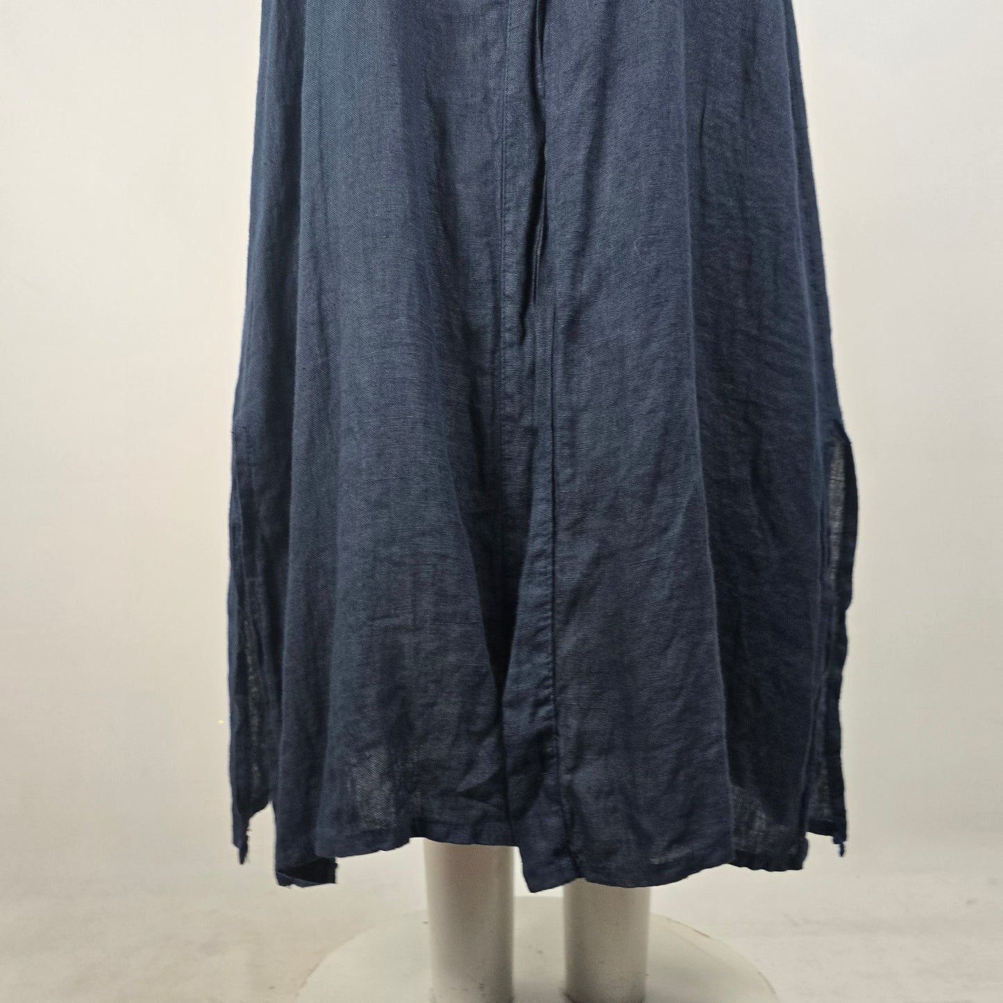Laura Bianchi Navy Blue Linen Button Up Maxi Dress Size M