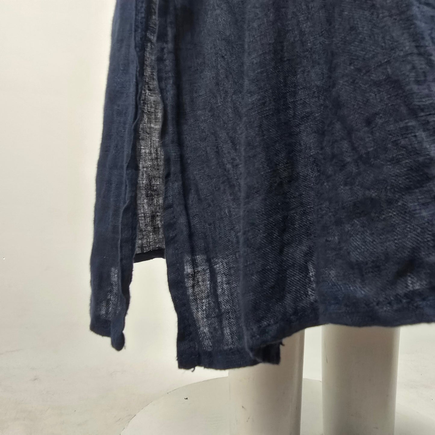 Laura Bianchi Navy Blue Linen Button Up Maxi Dress Size M