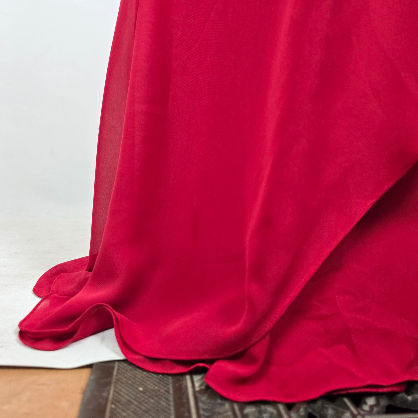 Red Beaded Halter Neckline Event Gown Size 2XL