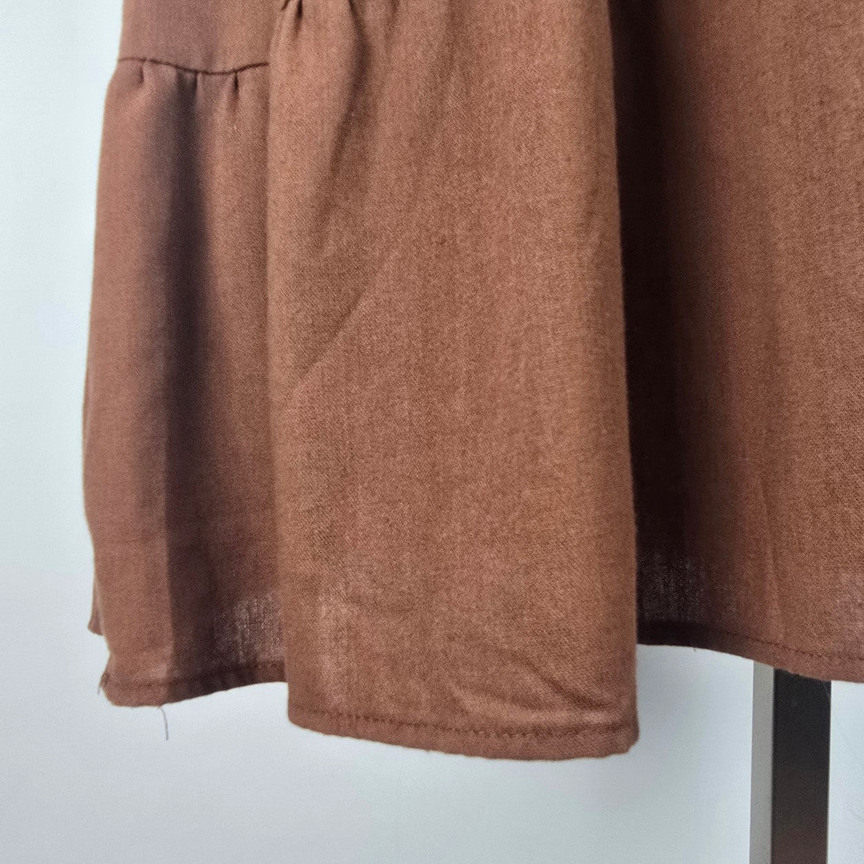 Perch Brown Linen Tiered Mini Dress Size 3XL