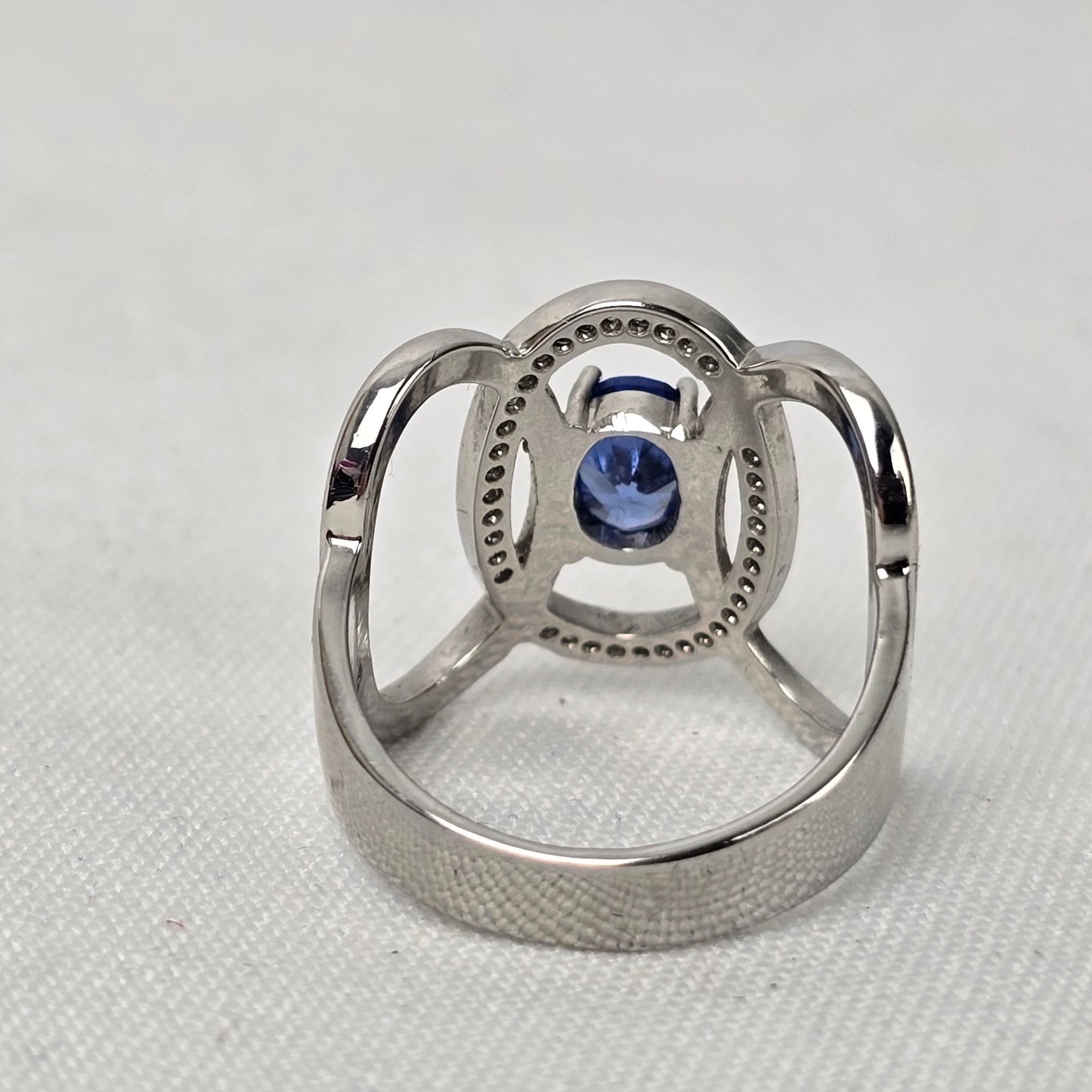 Silver Tone Blue Stone Statement Ring Size 9