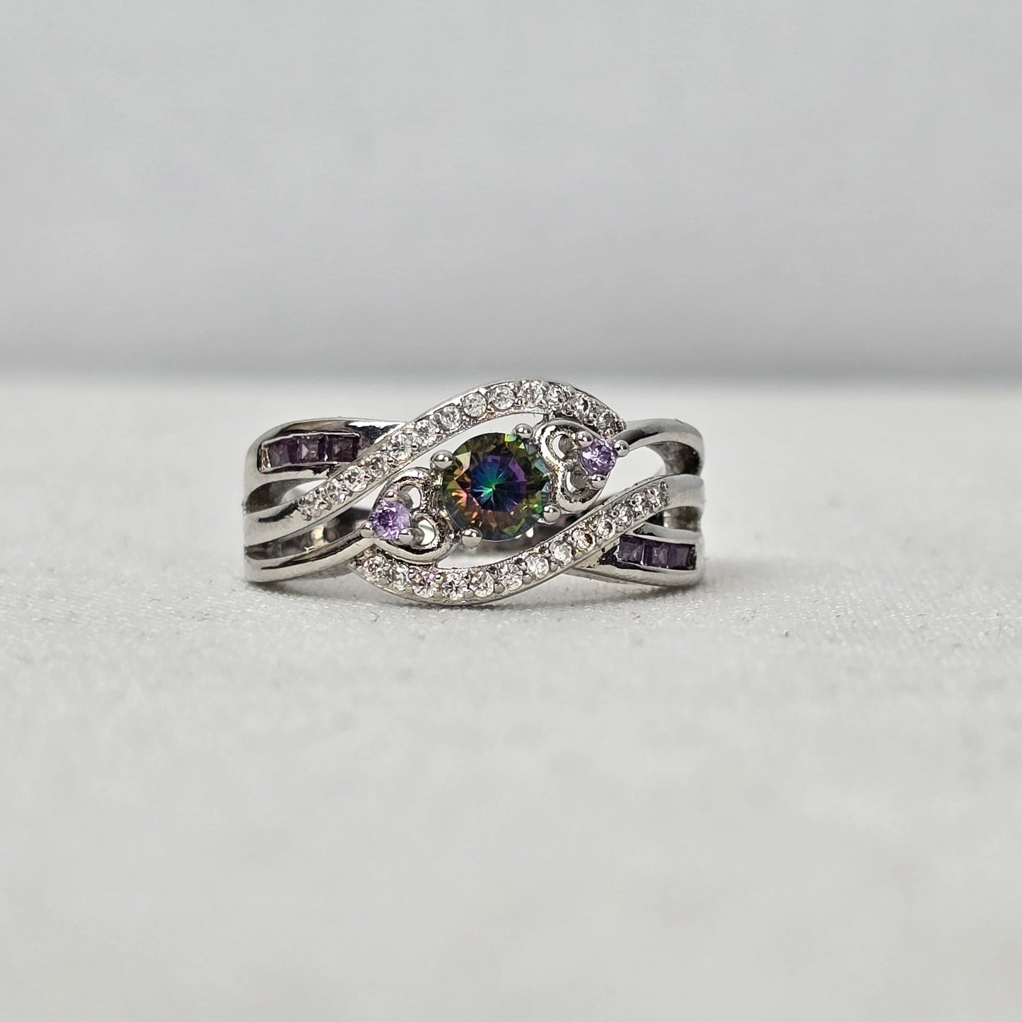 925 Silver Mystic Topaz Ring Size 9