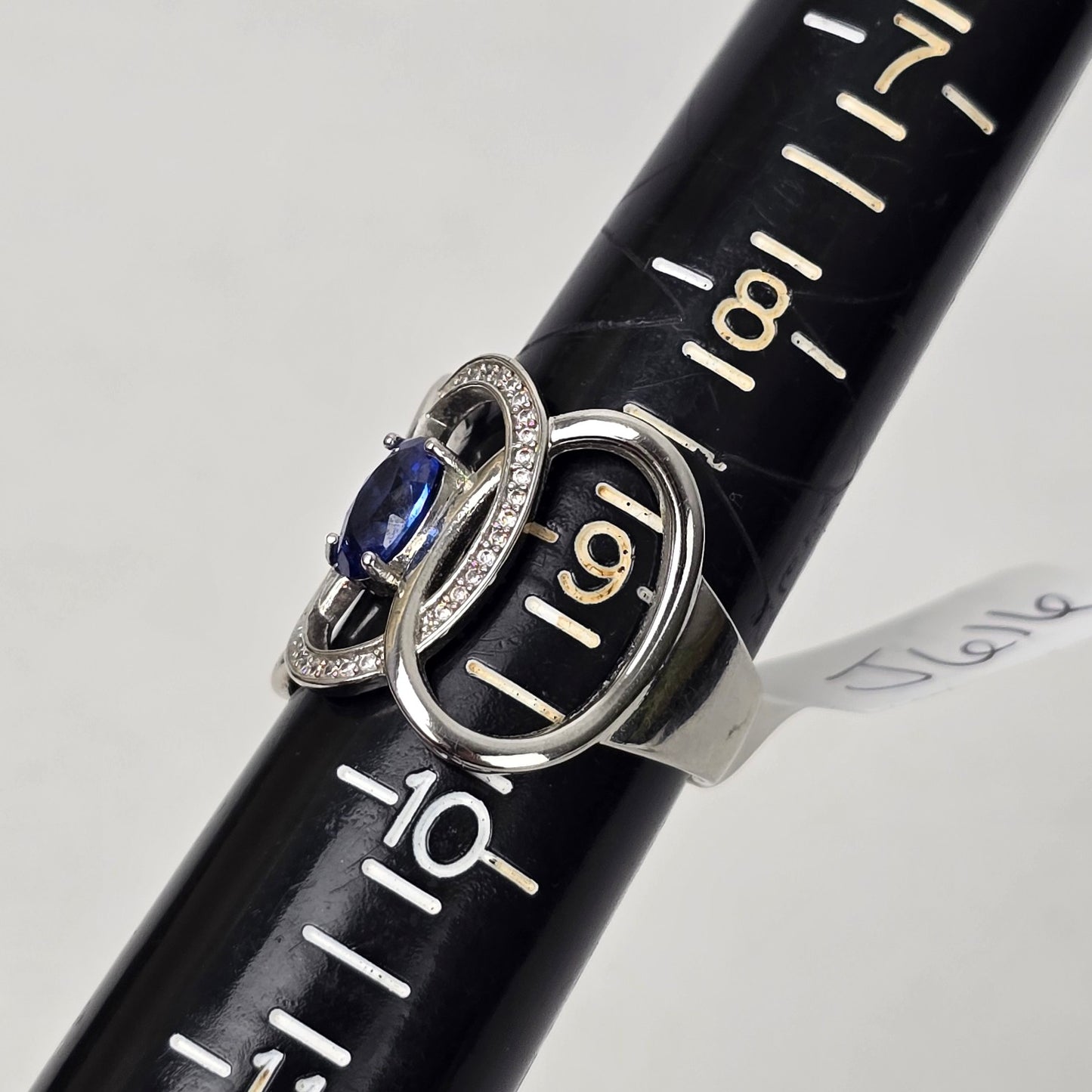 Silver Tone Blue Stone Statement Ring Size 9