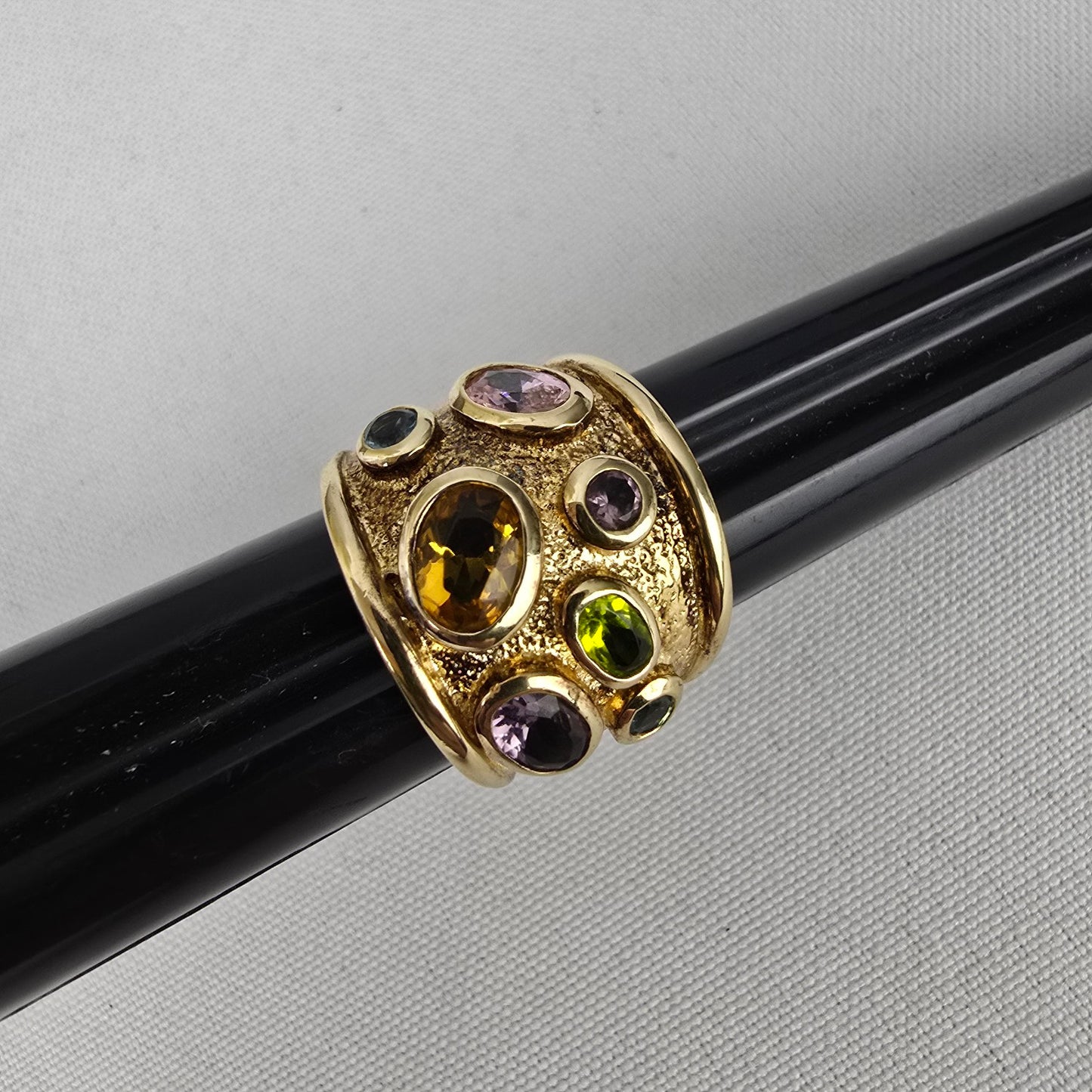 Thailand Gold Tone Colorful Stone Statement Ring Size 5