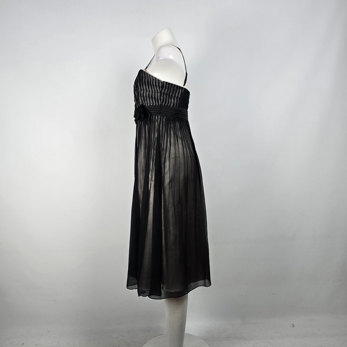 Monsoon Black Silk Midi Dress Size M