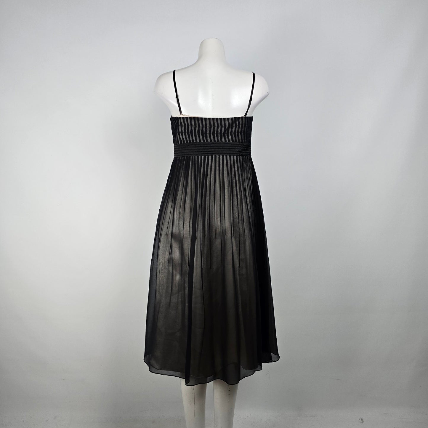 Monsoon Black Silk Midi Dress Size M