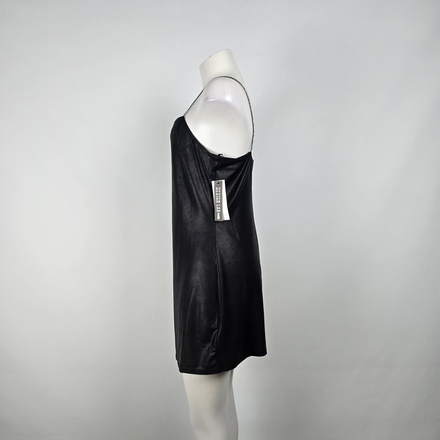 Design Lab Black Rhinestone Detail Mini Dress Size XL
