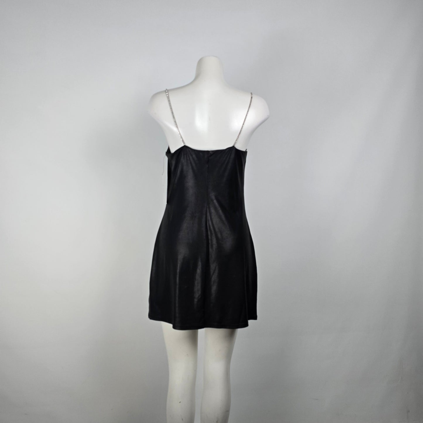 Design Lab Black Rhinestone Detail Mini Dress Size XL