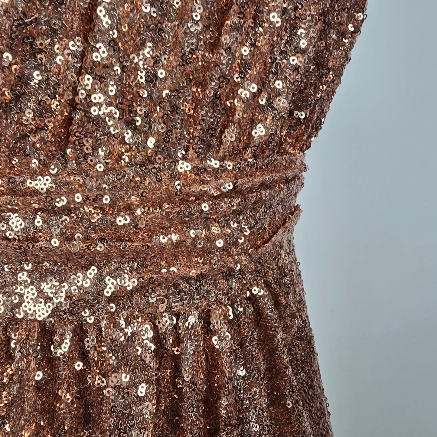Rose Gold Sequined One Shoulder Event Dress Size 10