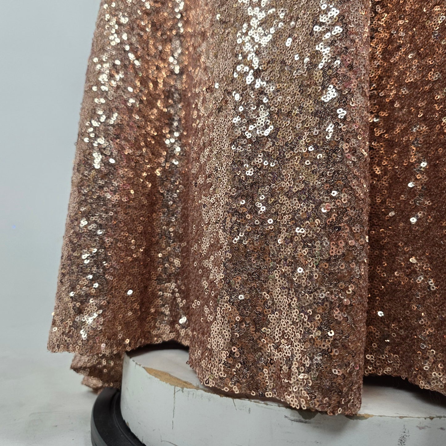 Rose Gold Sequined One Shoulder Event Dress Size 10