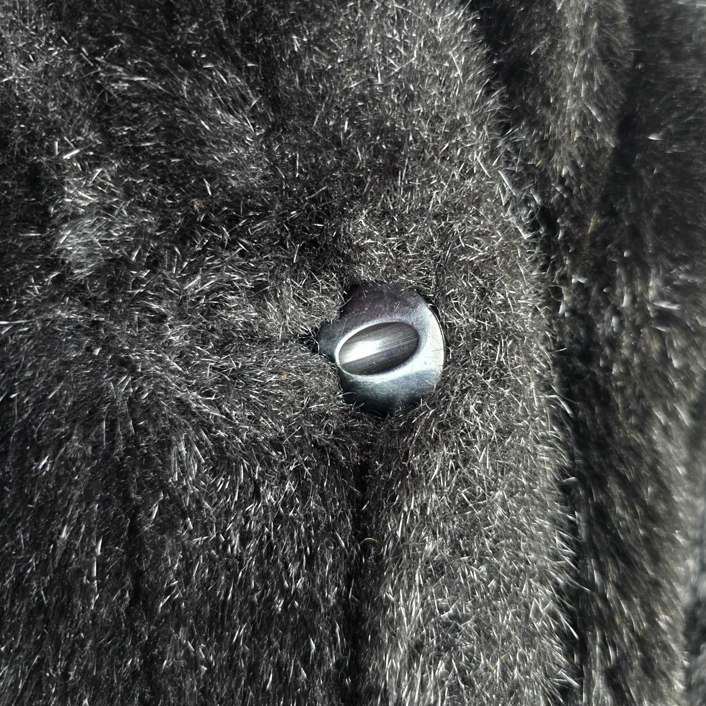 Vintage Faux Fur Black Long Coat Size L