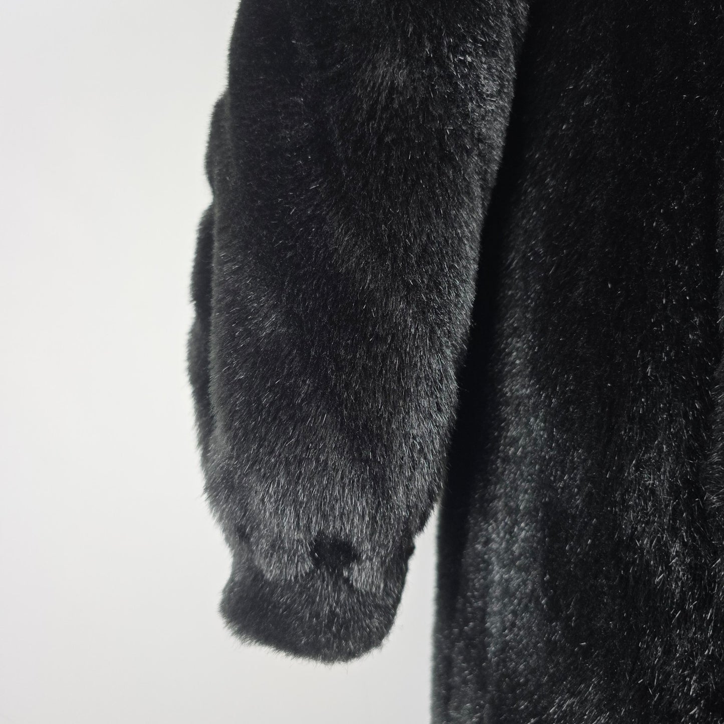 Vintage Faux Fur Black Long Coat Size L