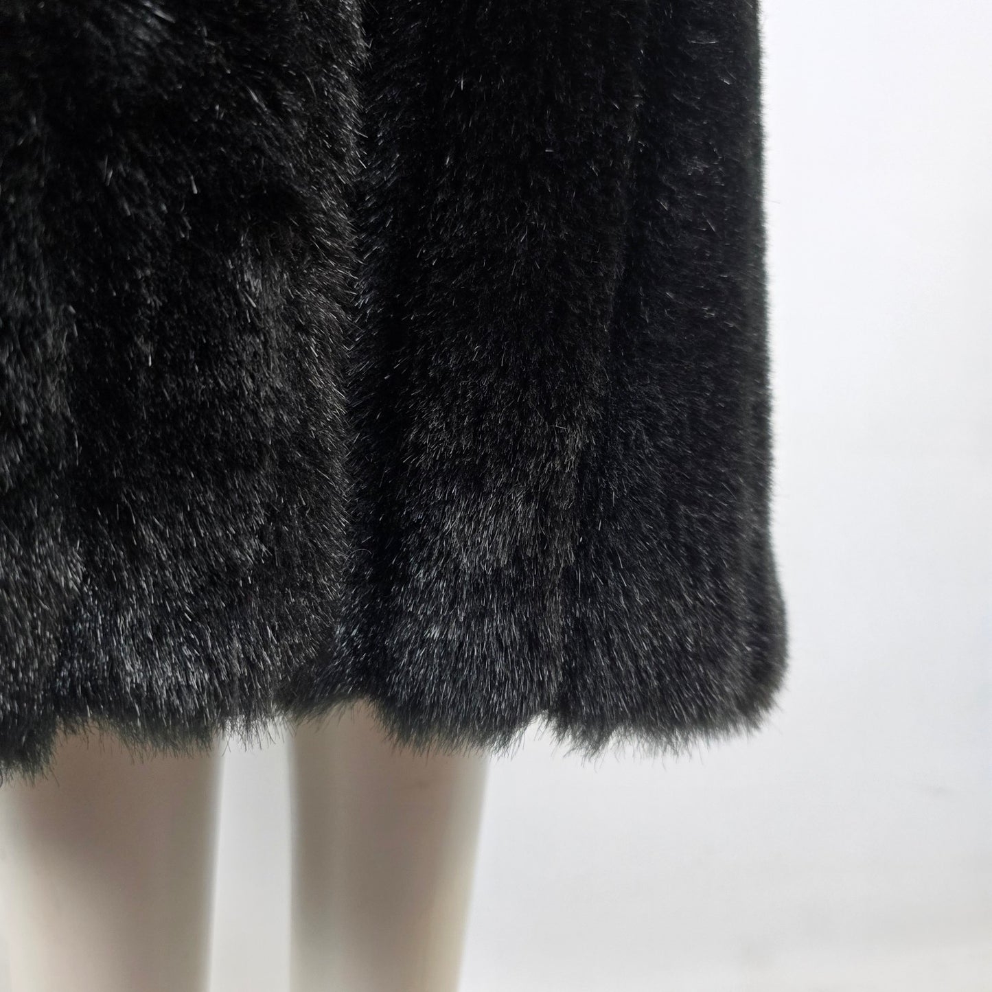Vintage Faux Fur Black Long Coat Size L