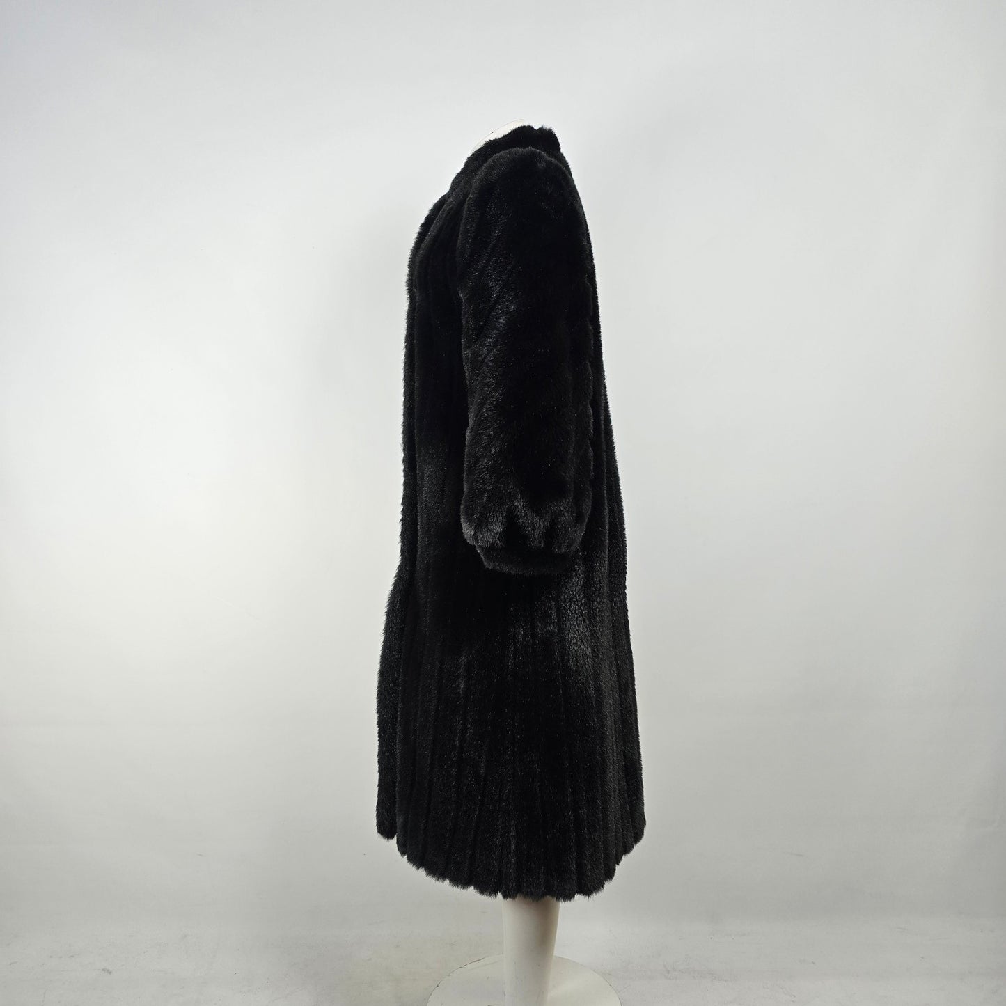 Vintage Faux Fur Black Long Coat Size L