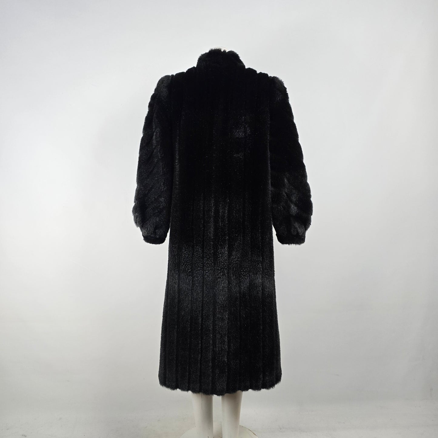 Vintage Faux Fur Black Long Coat Size L